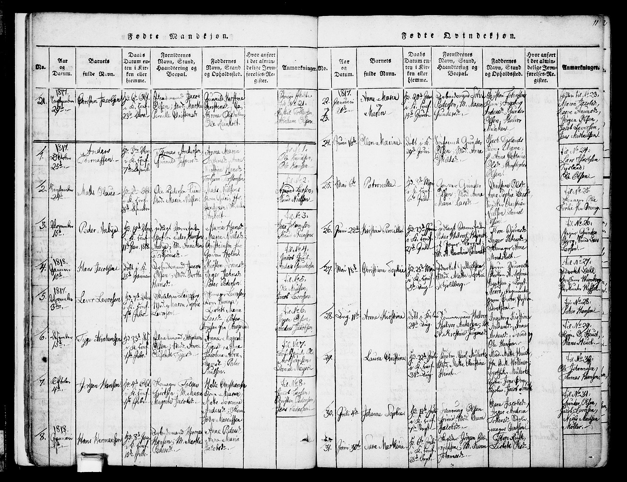 Skien kirkebøker, SAKO/A-302/F/Fa/L0005: Parish register (official) no. 5, 1814-1843, p. 11