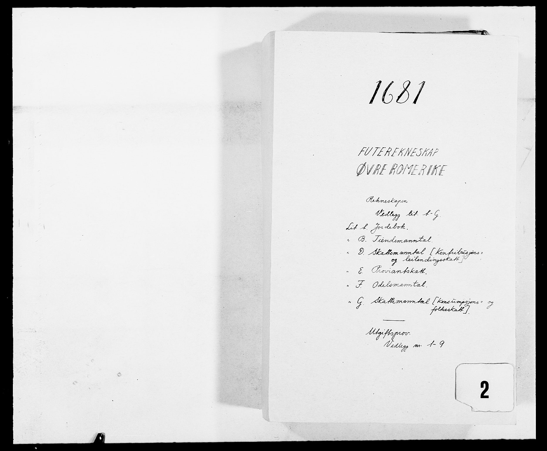 Rentekammeret inntil 1814, Reviderte regnskaper, Fogderegnskap, RA/EA-4092/R12/L0696: Fogderegnskap Øvre Romerike, 1681, p. 1