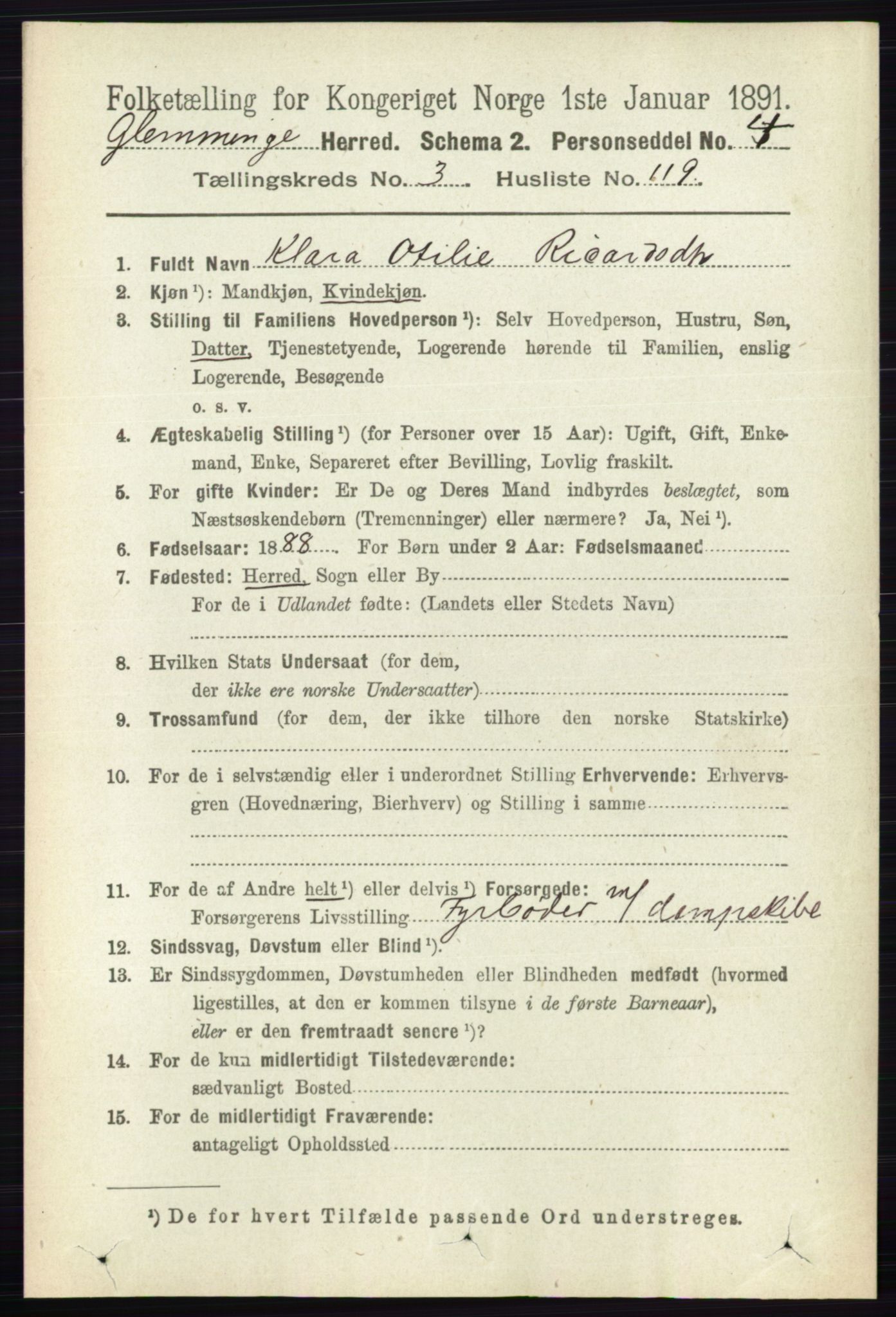 RA, 1891 census for 0132 Glemmen, 1891, p. 3092