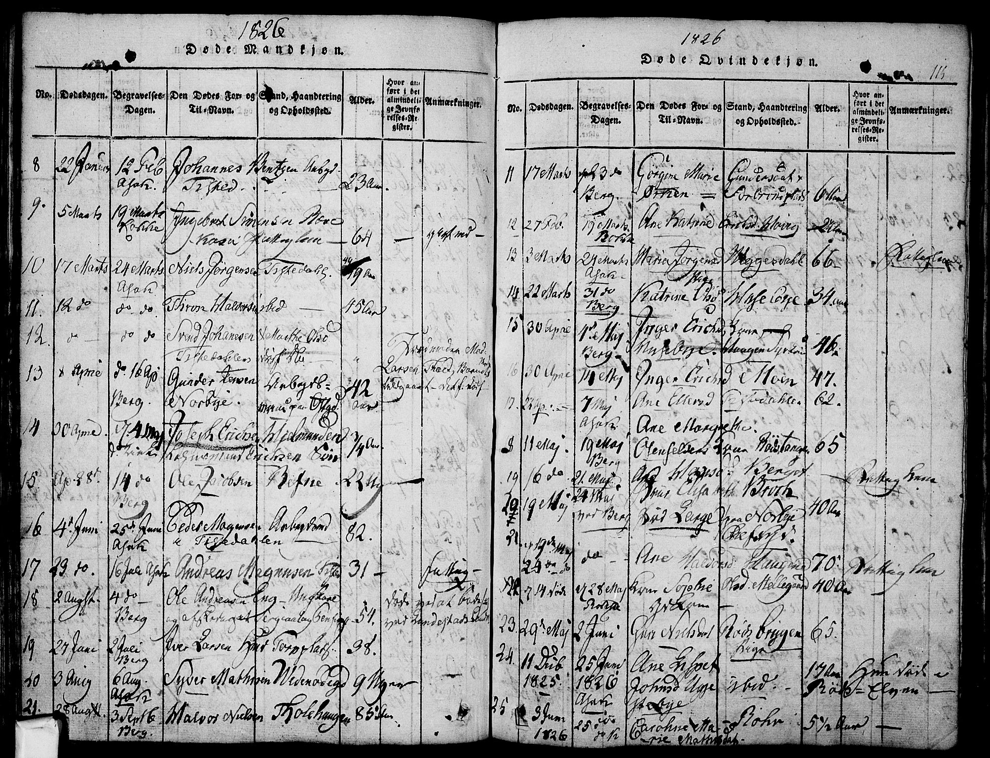 Berg prestekontor Kirkebøker, AV/SAO-A-10902/F/Fa/L0002: Parish register (official) no. I 2, 1815-1831, p. 115