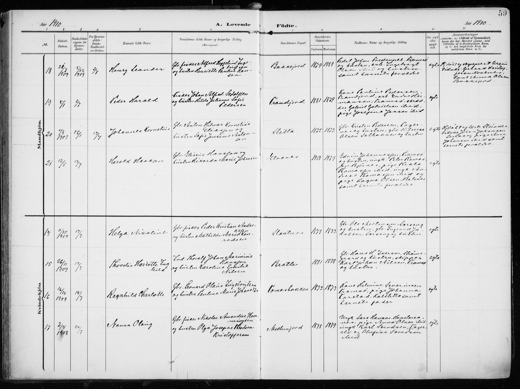 Tromsøysund sokneprestkontor, SATØ/S-1304/G/Ga/L0007kirke: Parish register (official) no. 7, 1907-1914, p. 59