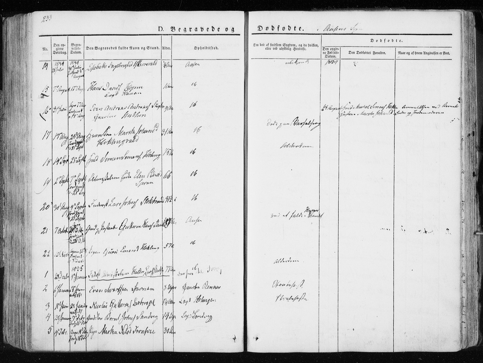 Ministerialprotokoller, klokkerbøker og fødselsregistre - Nord-Trøndelag, SAT/A-1458/713/L0114: Parish register (official) no. 713A05, 1827-1839, p. 233