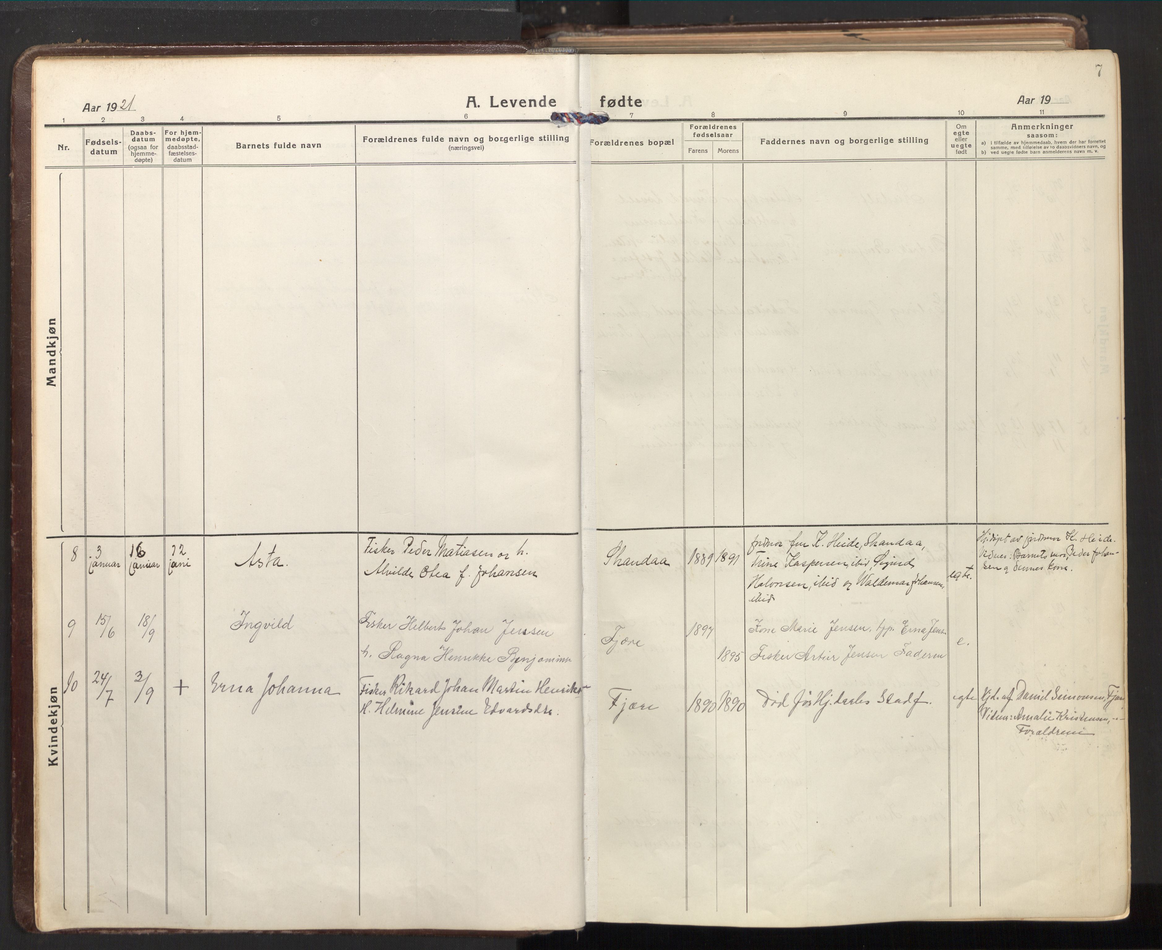 Ministerialprotokoller, klokkerbøker og fødselsregistre - Nordland, AV/SAT-A-1459/803/L0073: Parish register (official) no. 803A03, 1920-1955, p. 7