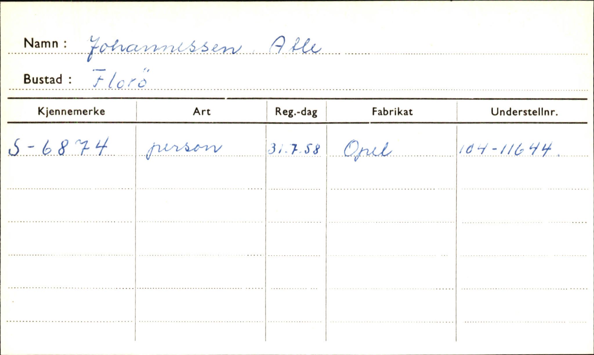 Statens vegvesen, Sogn og Fjordane vegkontor, SAB/A-5301/4/F/L0001A: Eigarregister Fjordane til 1.6.1961, 1930-1961, p. 949