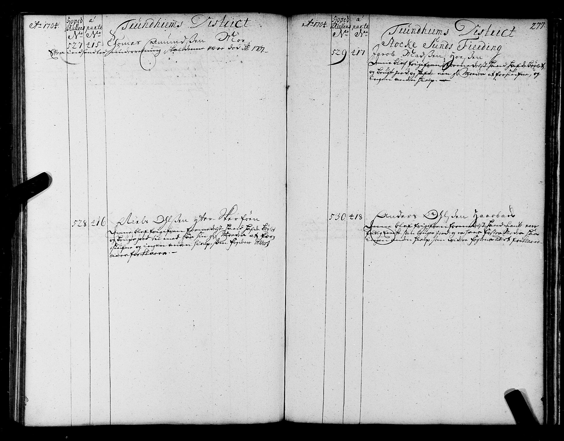 Sjøinnrulleringen - Trondhjemske distrikt, AV/SAT-A-5121/01/L0004: Ruller over sjøfolk i Trondhjem by, 1704-1710, p. 277