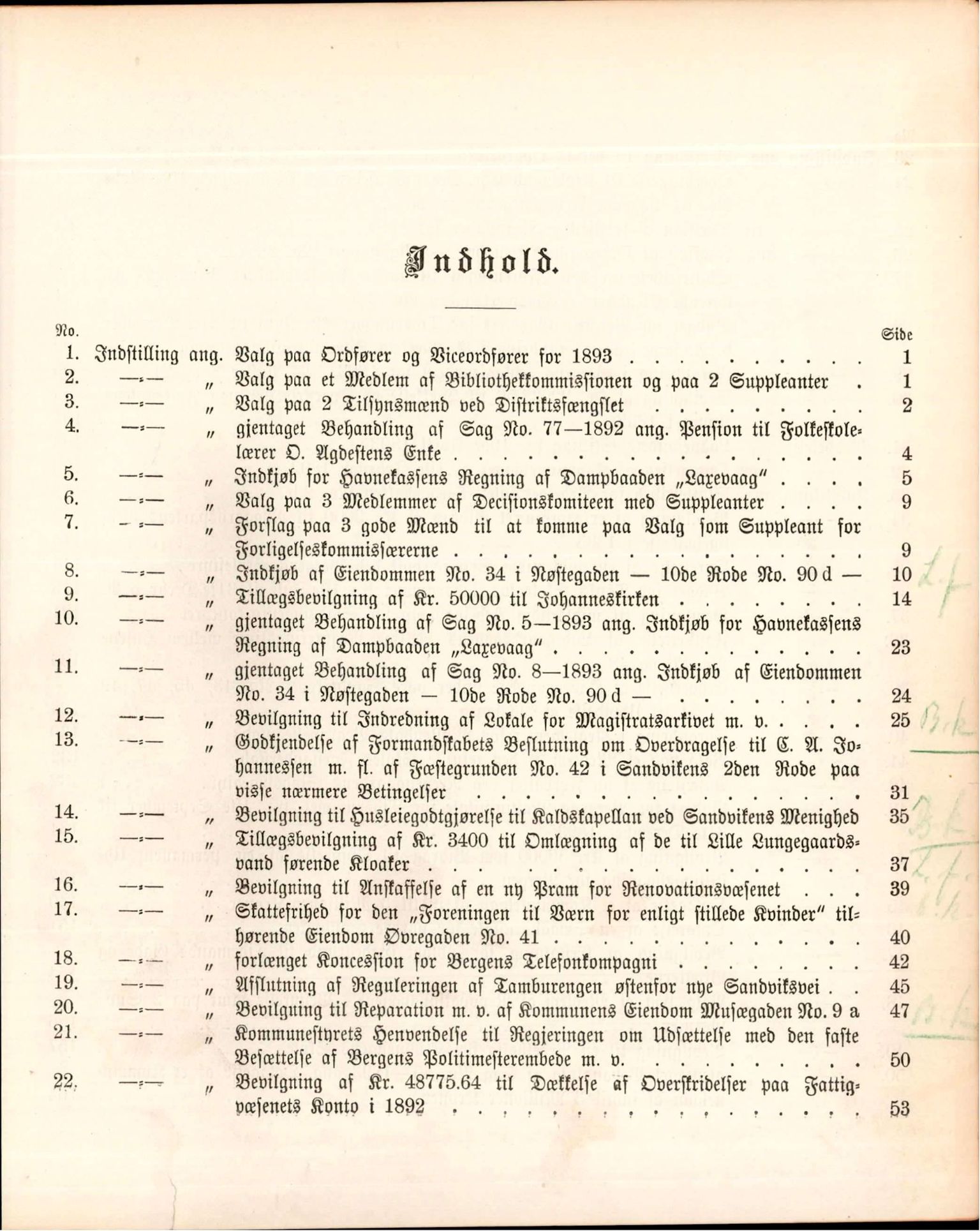 Bergen kommune. Formannskapet, BBA/A-0003/Ad/L0048: Bergens Kommuneforhandlinger, 1893