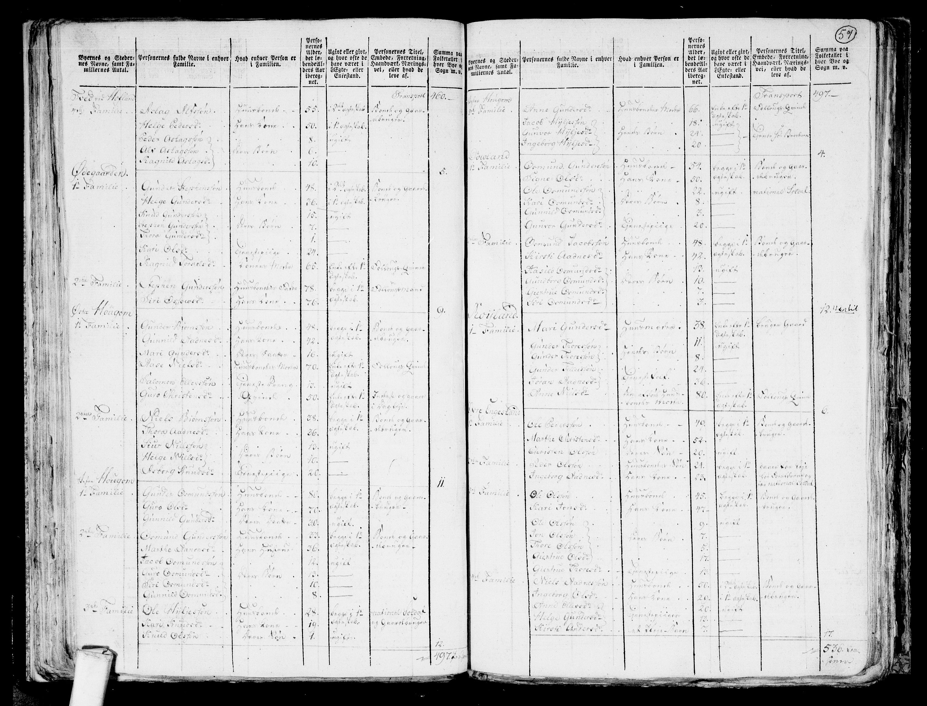 RA, 1801 census for 0934P Evje, 1801, p. 56b-57a
