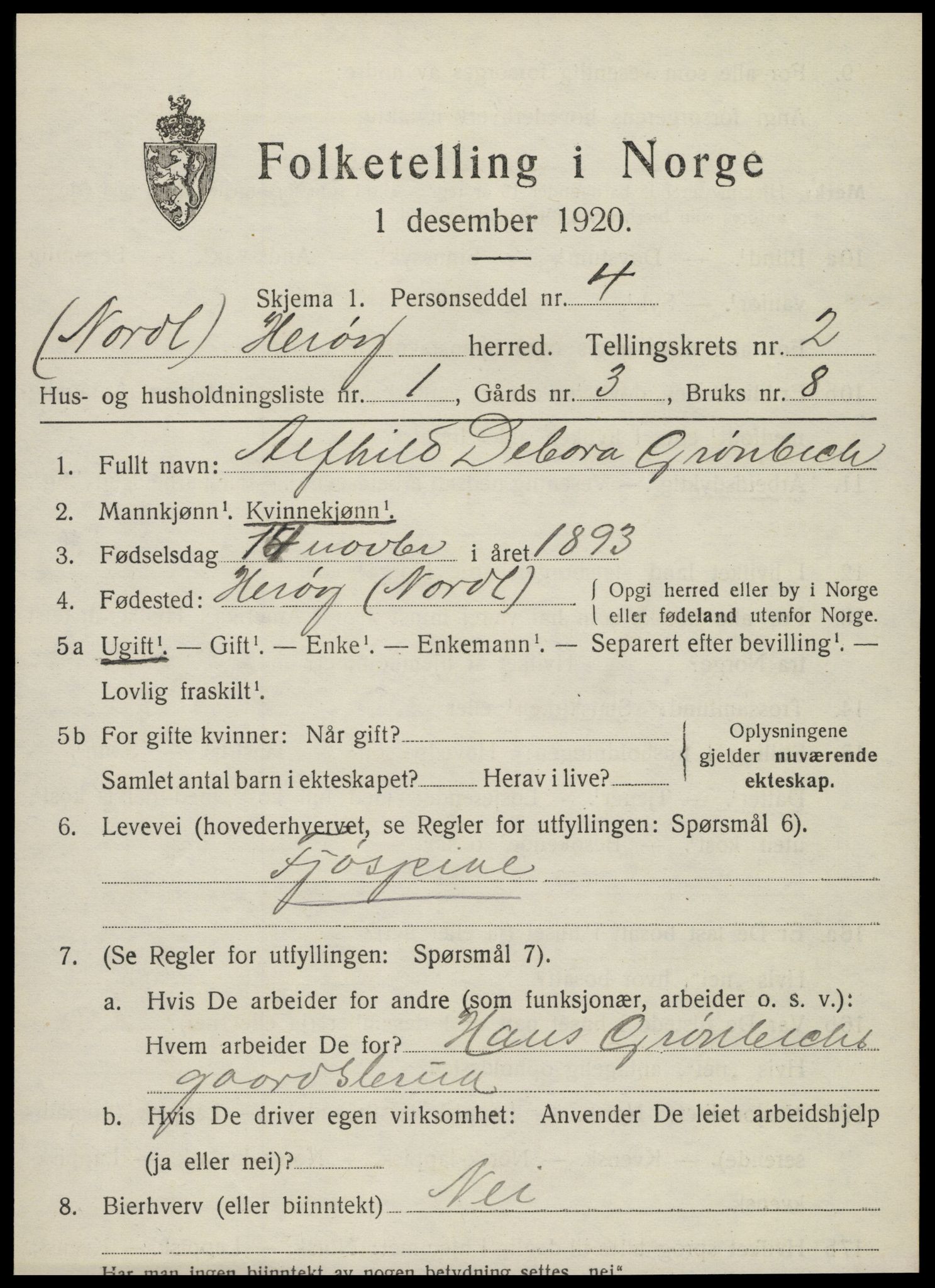 SAT, 1920 census for Herøy, 1920, p. 1320