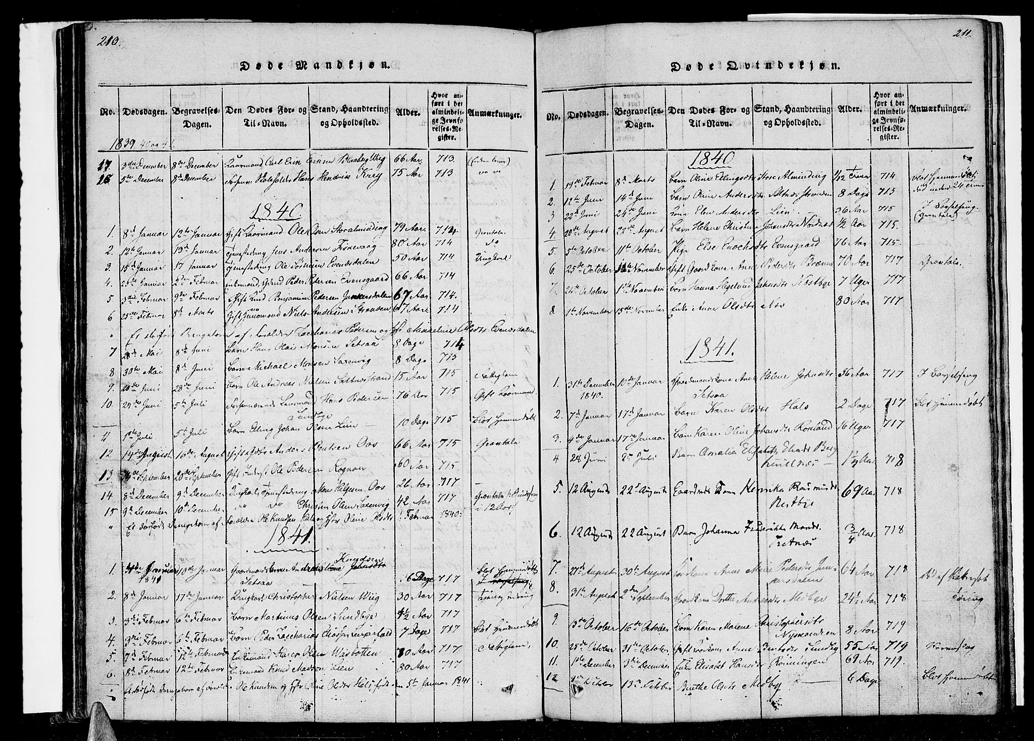 Ministerialprotokoller, klokkerbøker og fødselsregistre - Nordland, AV/SAT-A-1459/847/L0665: Parish register (official) no. 847A05, 1818-1841, p. 210-211