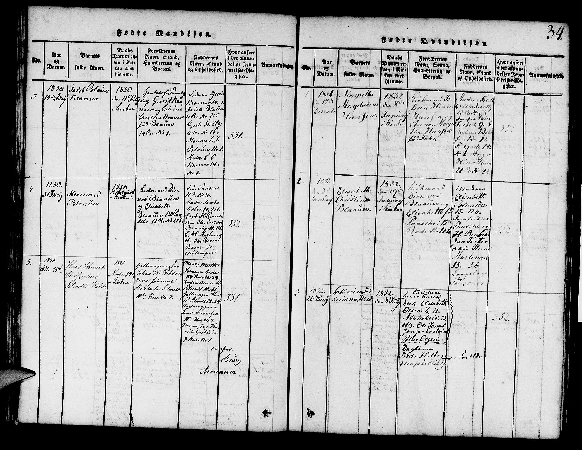 Mariakirken Sokneprestembete, SAB/A-76901/H/Hab/L0001: Parish register (copy) no. A 1, 1815-1846, p. 34