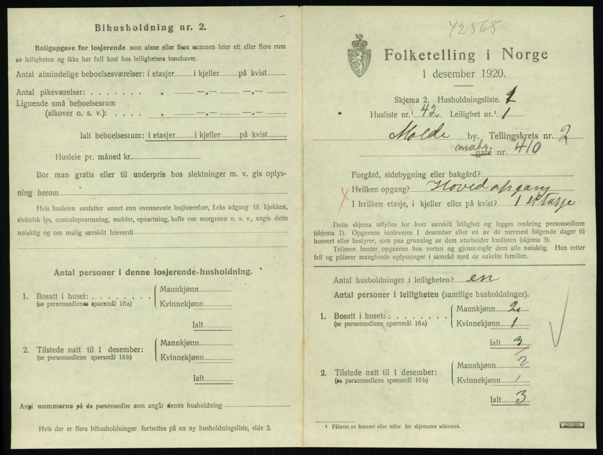 SAT, 1920 census for Molde, 1920, p. 1073