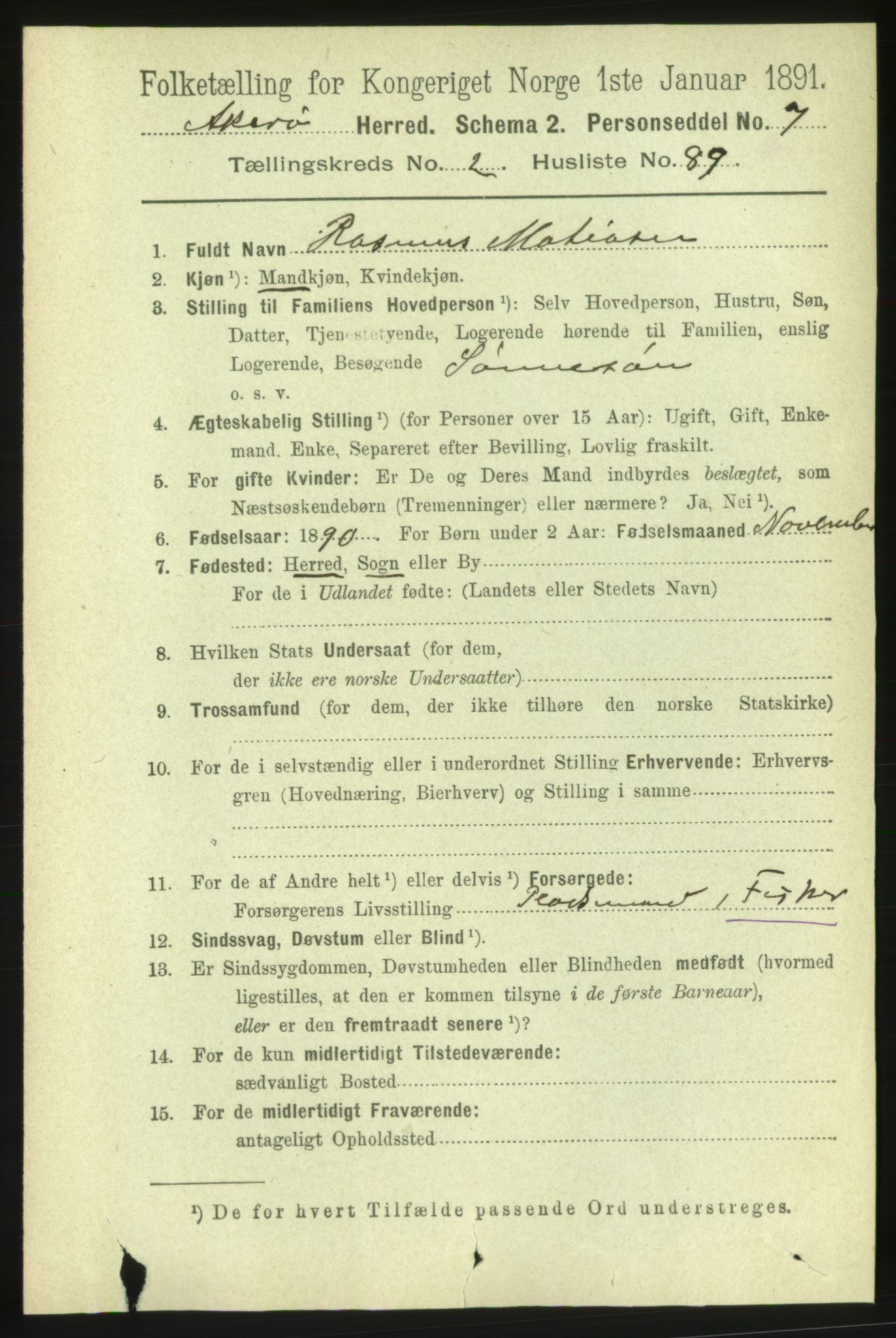 RA, 1891 census for 1545 Aukra, 1891, p. 1249