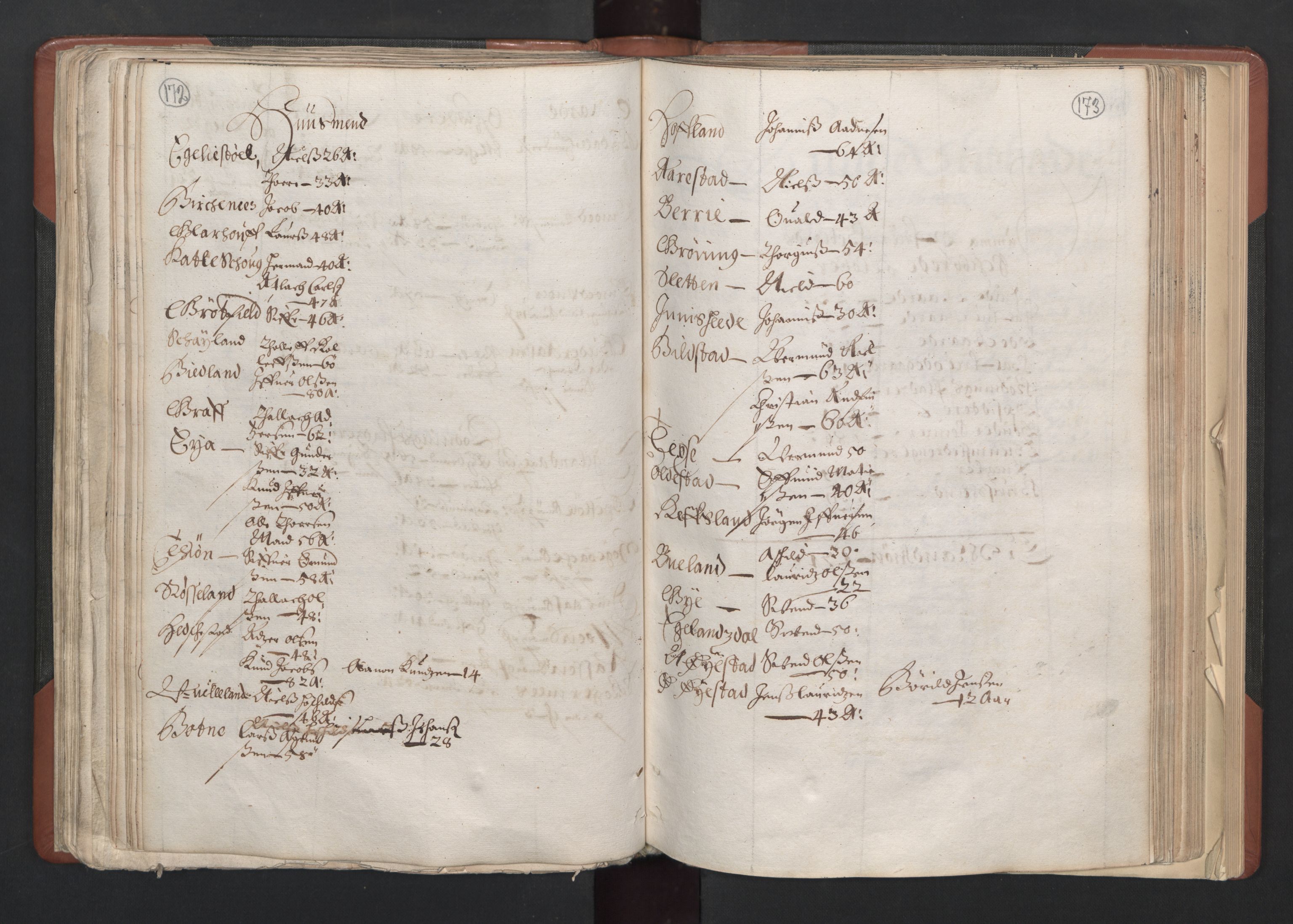 RA, Bailiff's Census 1664-1666, no. 11: Jæren and Dalane fogderi, 1664, p. 172-173