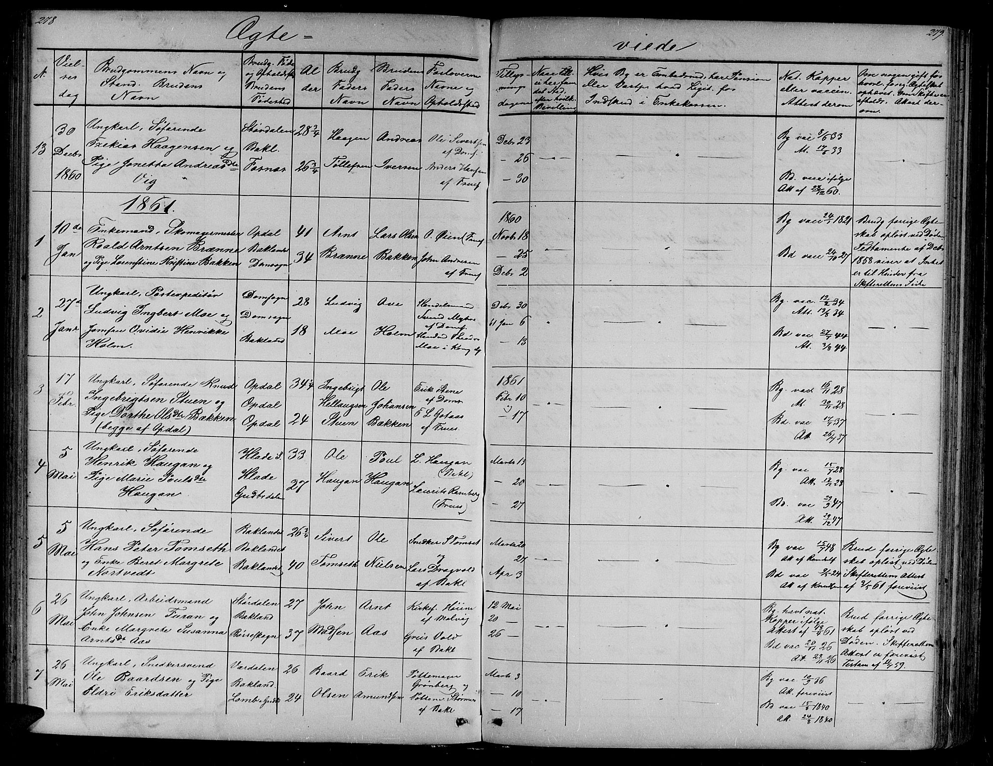 Ministerialprotokoller, klokkerbøker og fødselsregistre - Sør-Trøndelag, SAT/A-1456/604/L0219: Parish register (copy) no. 604C02, 1851-1869, p. 278-279