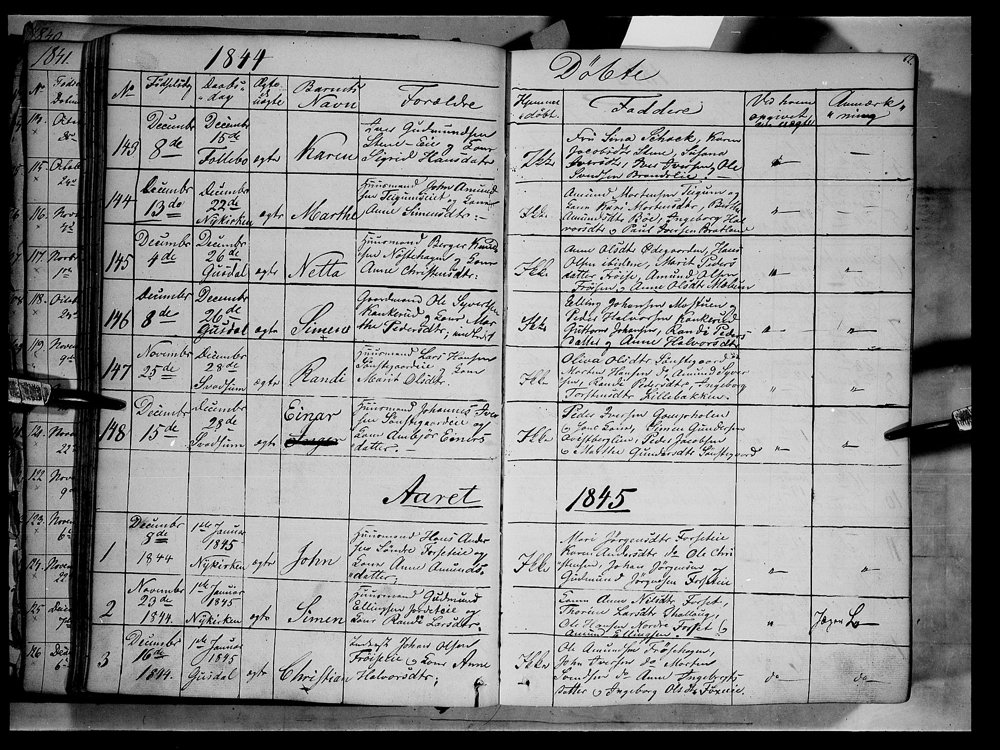 Gausdal prestekontor, SAH/PREST-090/H/Ha/Haa/L0007: Parish register (official) no. 7, 1840-1850, p. 62