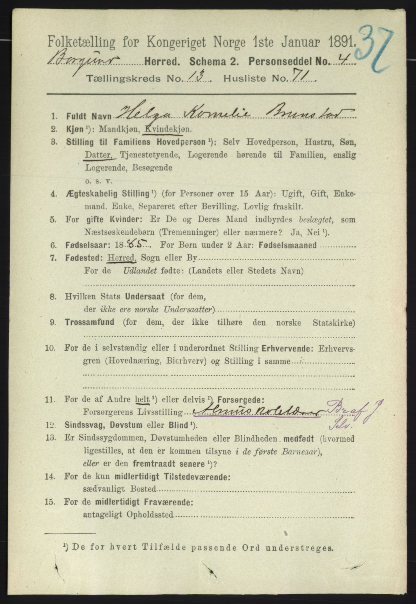 RA, 1891 census for 1531 Borgund, 1891, p. 4015