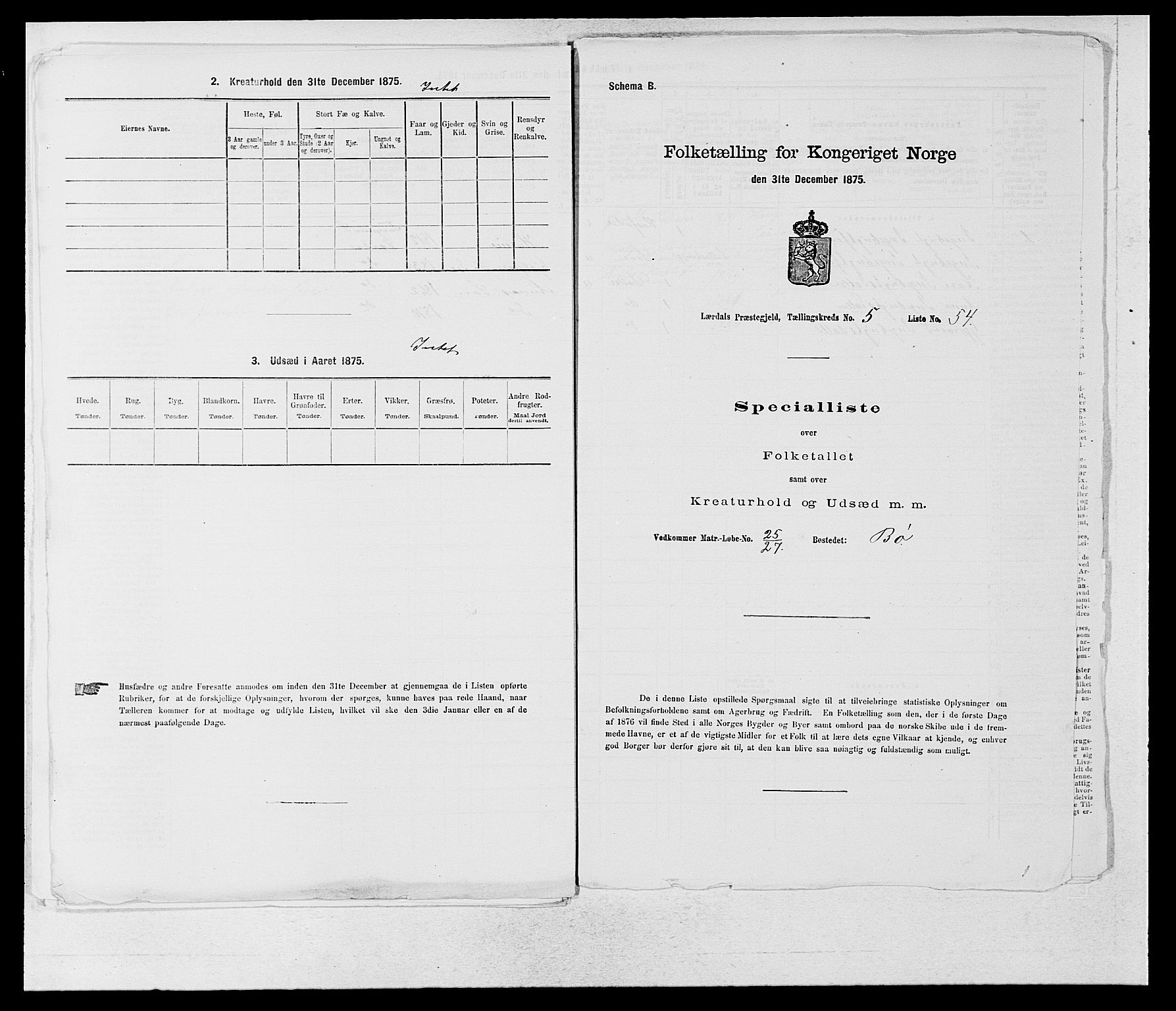 SAB, 1875 census for 1422P Lærdal, 1875, p. 753