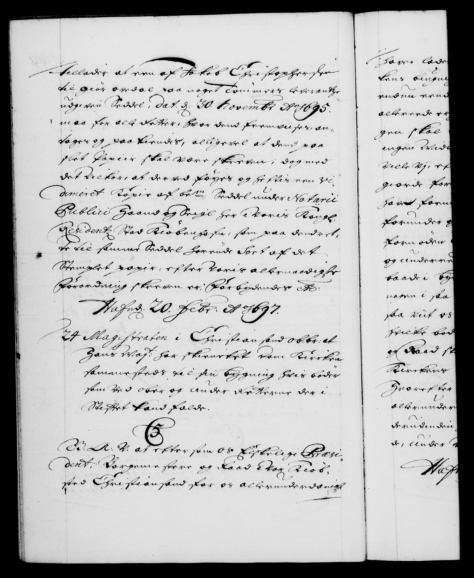 Danske Kanselli 1572-1799, AV/RA-EA-3023/F/Fc/Fca/Fcaa/L0016: Norske registre (mikrofilm), 1692-1697, p. 399b