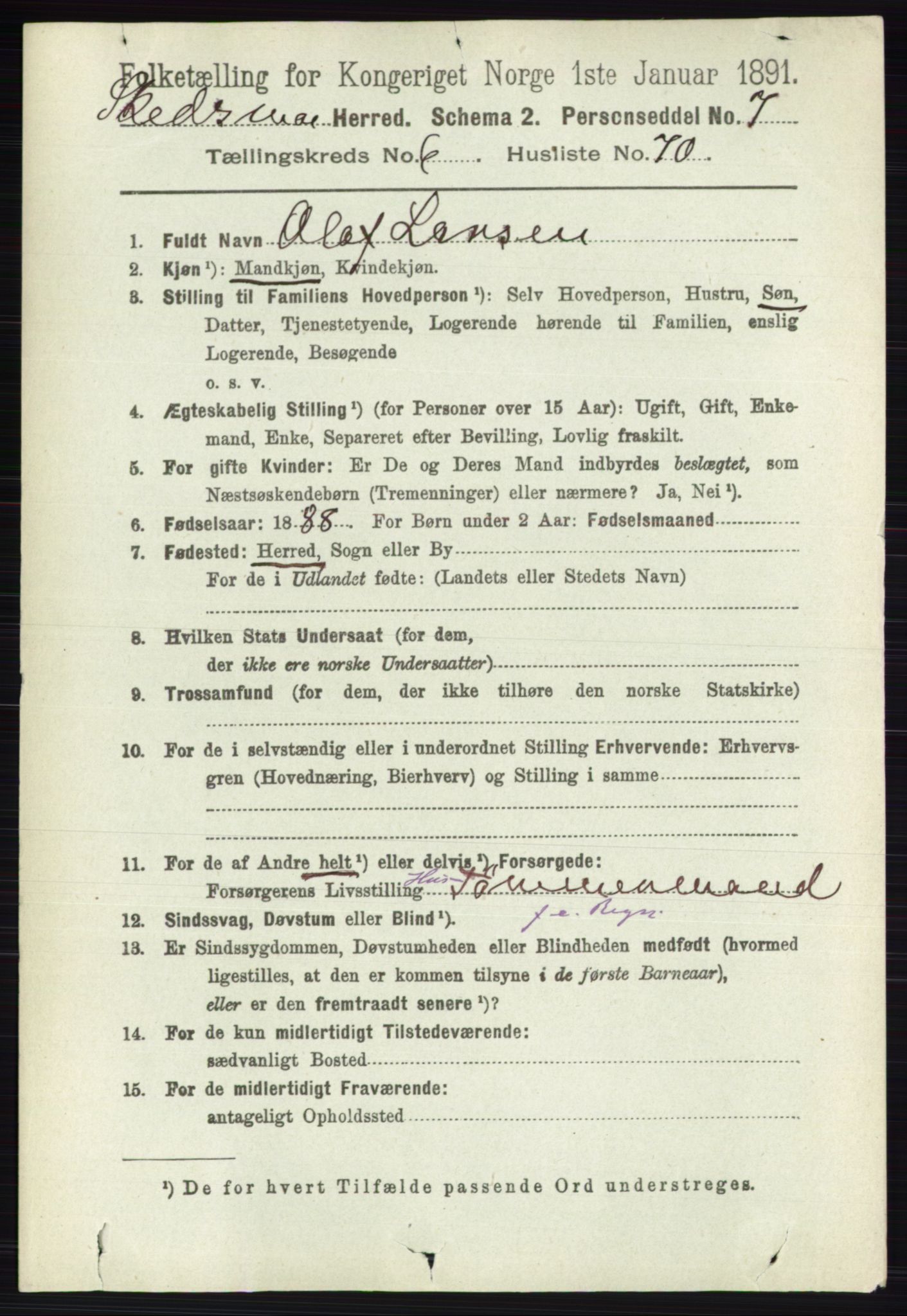 RA, 1891 census for 0231 Skedsmo, 1891, p. 3262