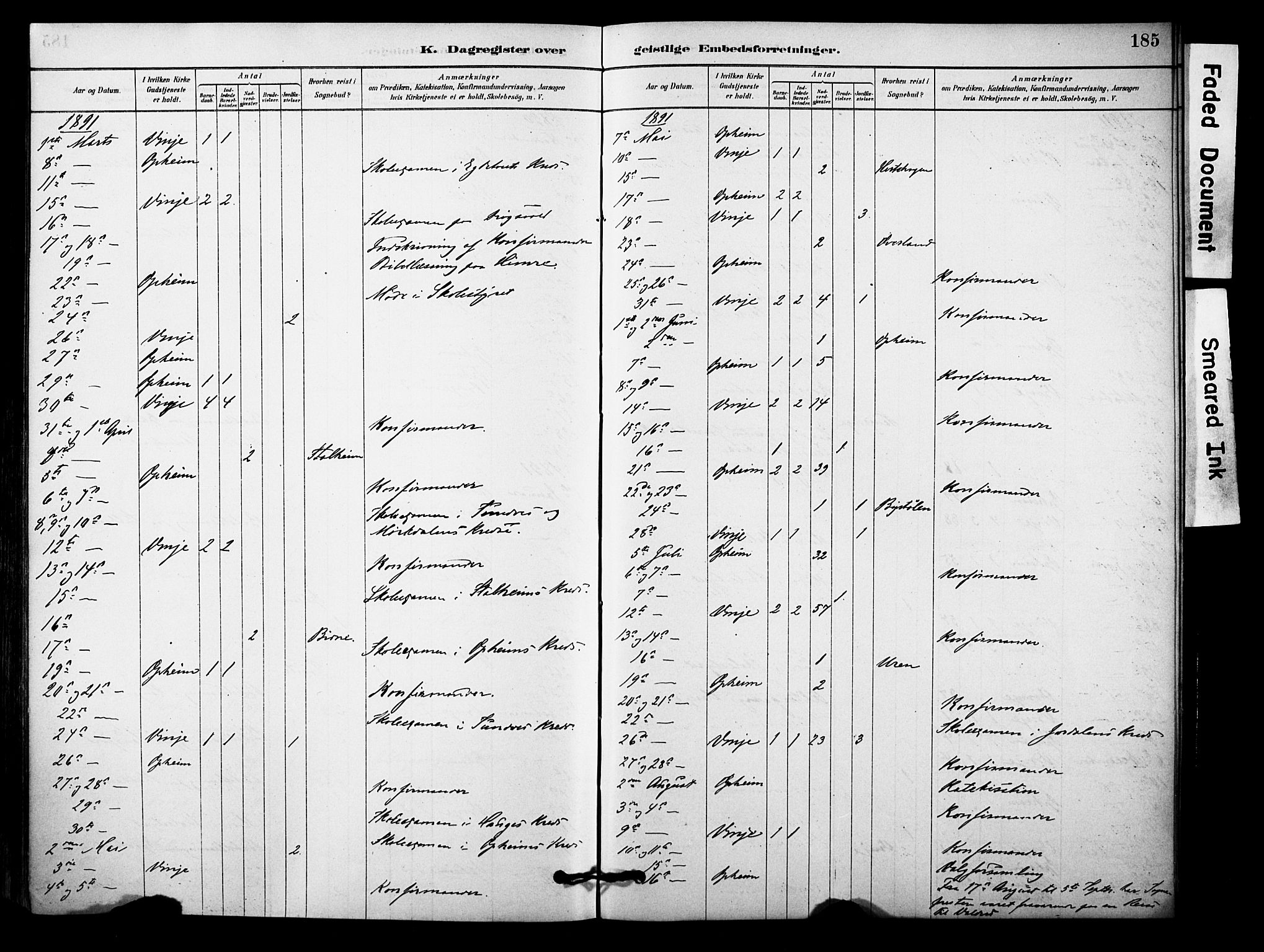 Vossestrand Sokneprestembete, SAB/A-79101/H/Haa: Parish register (official) no. C 1, 1878-1903, p. 185
