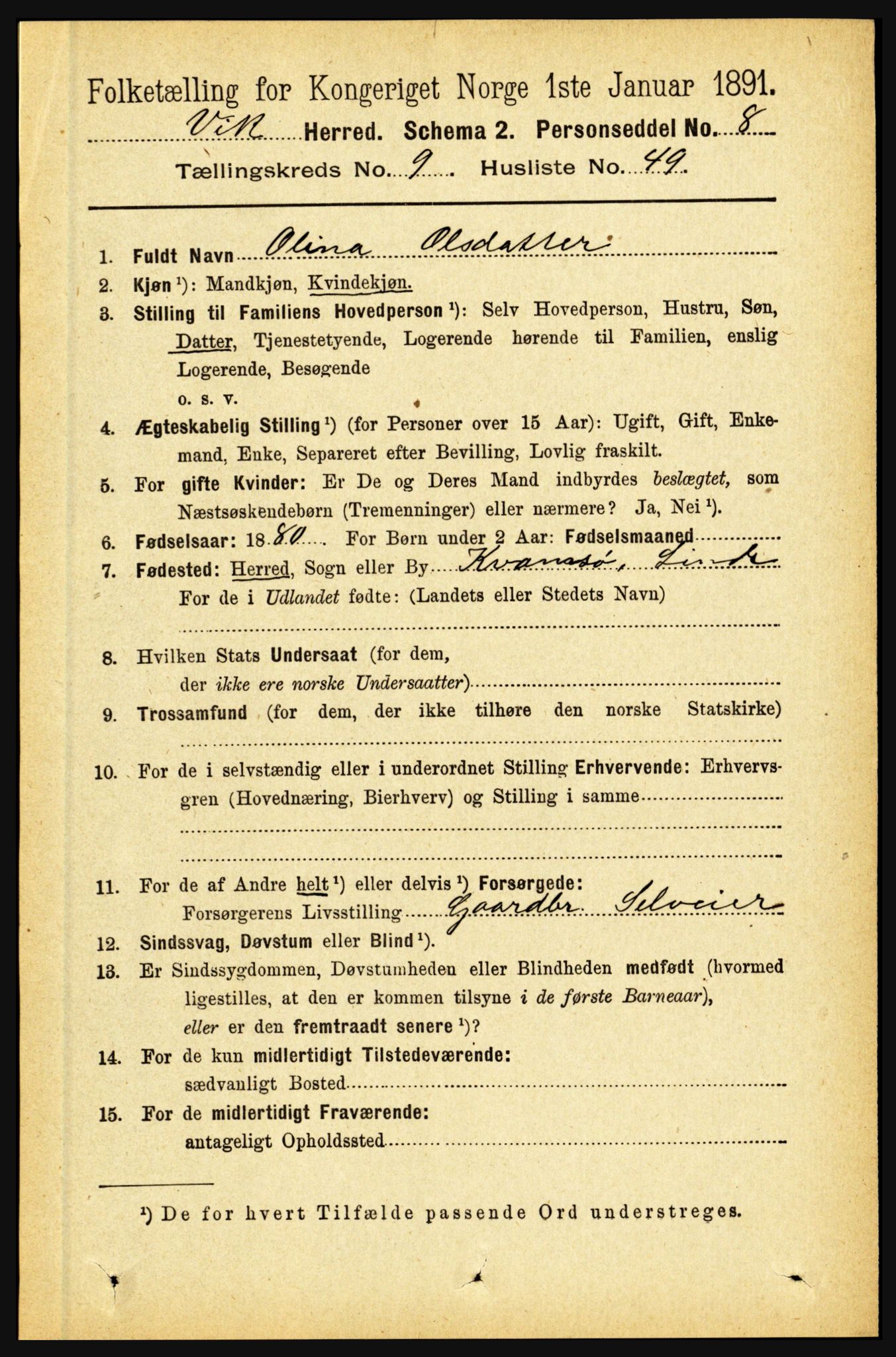 RA, 1891 census for 1417 Vik, 1891, p. 4286