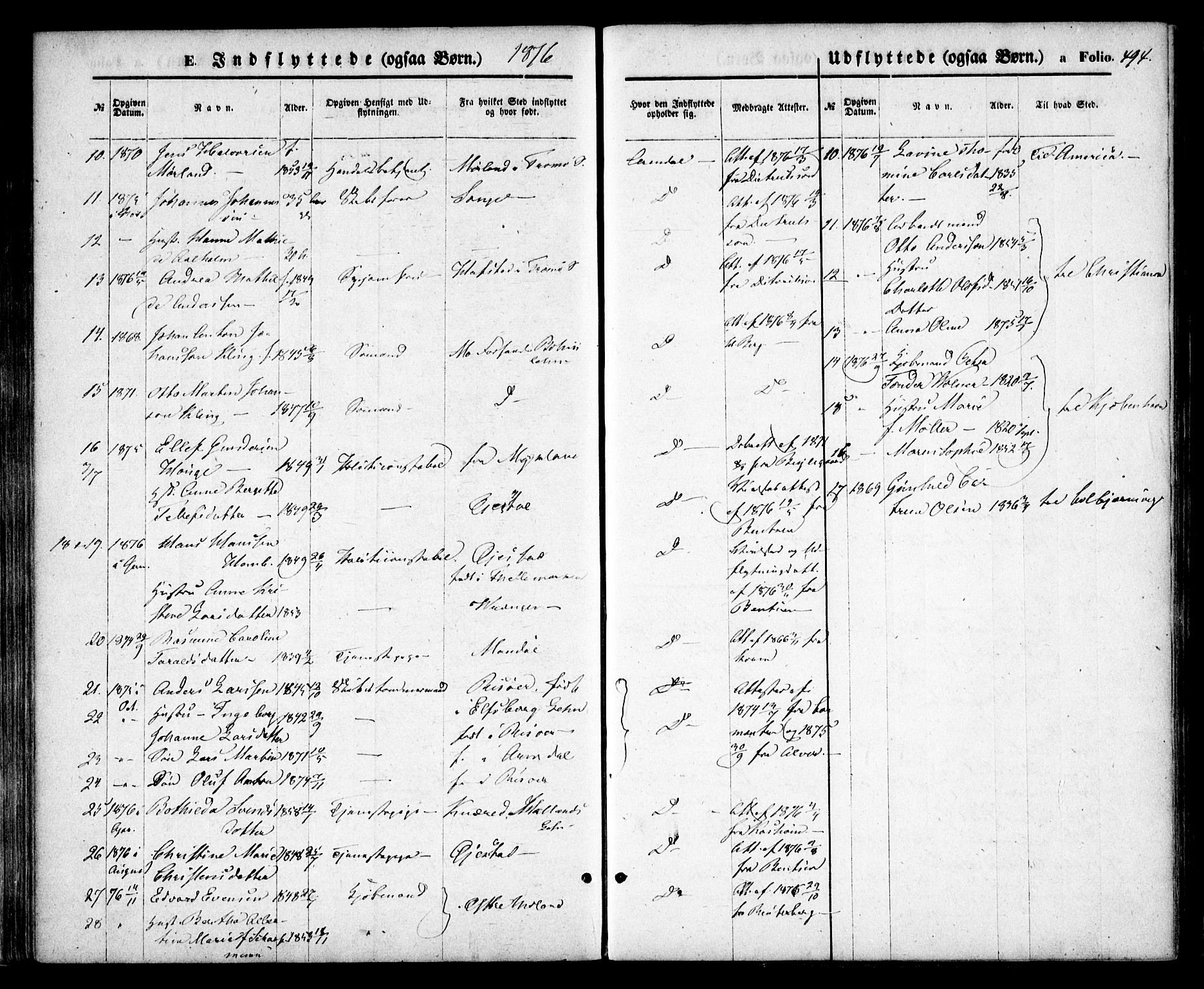 Arendal sokneprestkontor, Trefoldighet, SAK/1111-0040/F/Fa/L0007: Parish register (official) no. A 7, 1868-1878, p. 494