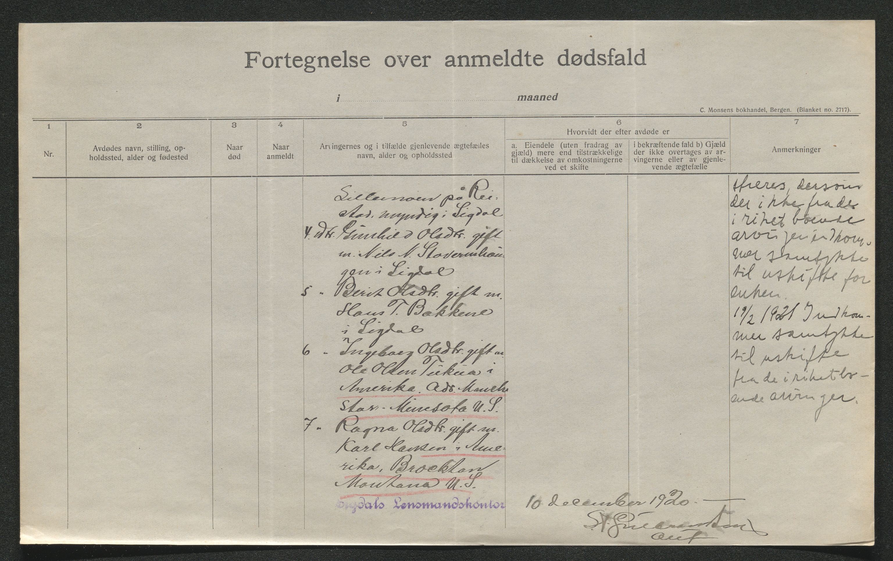 Eiker, Modum og Sigdal sorenskriveri, AV/SAKO-A-123/H/Ha/Hab/L0040: Dødsfallsmeldinger, 1920-1921, p. 541