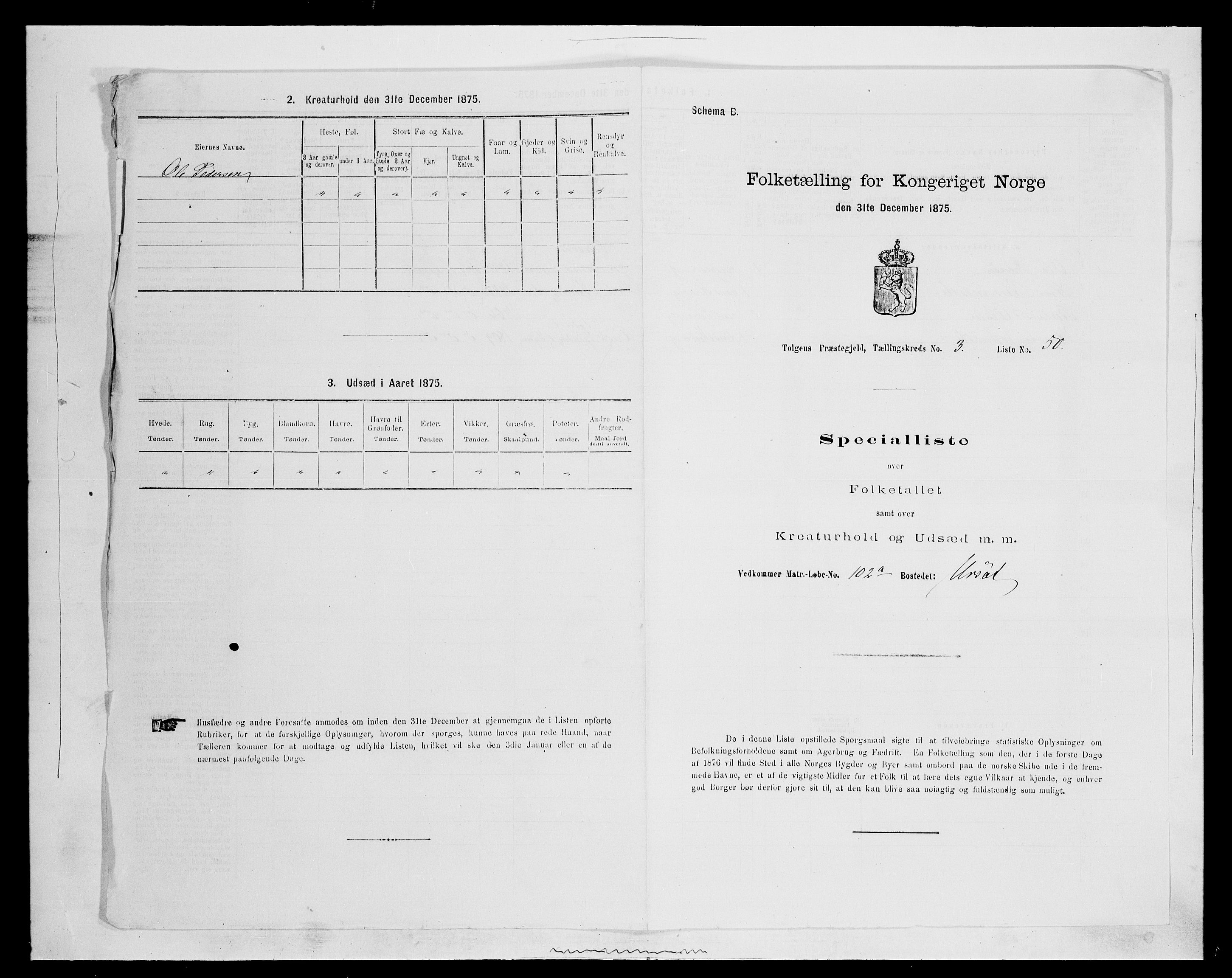 SAH, 1875 census for 0436P Tolga, 1875, p. 473