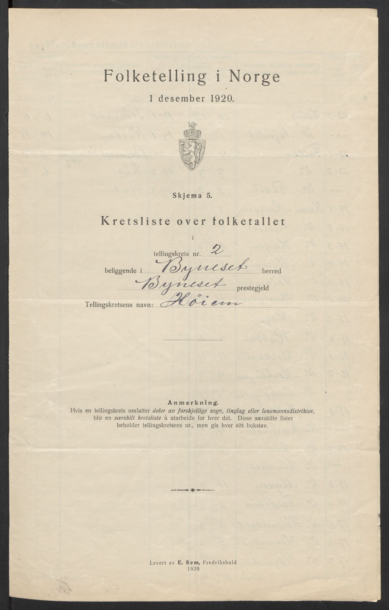 SAT, 1920 census for Byneset, 1920, p. 9