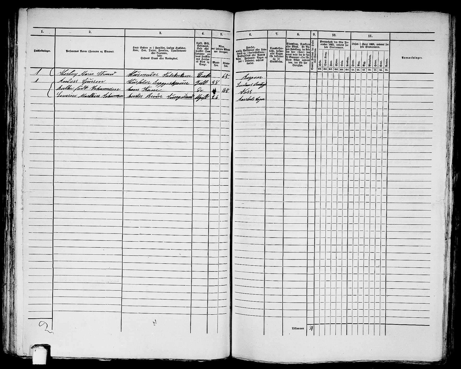 RA, 1865 census for Bergen, 1865, p. 1676