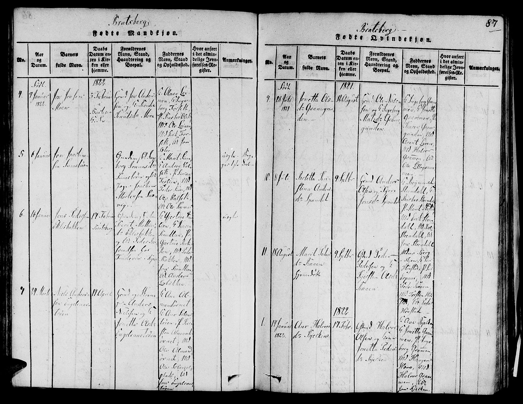 Ministerialprotokoller, klokkerbøker og fødselsregistre - Sør-Trøndelag, SAT/A-1456/606/L0285: Parish register (official) no. 606A03 /3, 1819-1823, p. 87