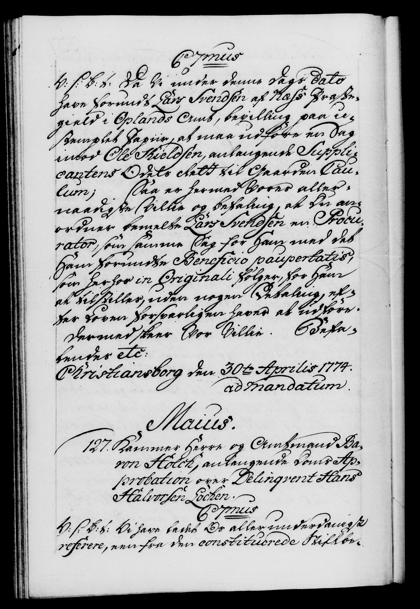 Danske Kanselli 1572-1799, RA/EA-3023/F/Fc/Fca/Fcab/L0041: Norske tegnelser, 1773-1776, p. 337b