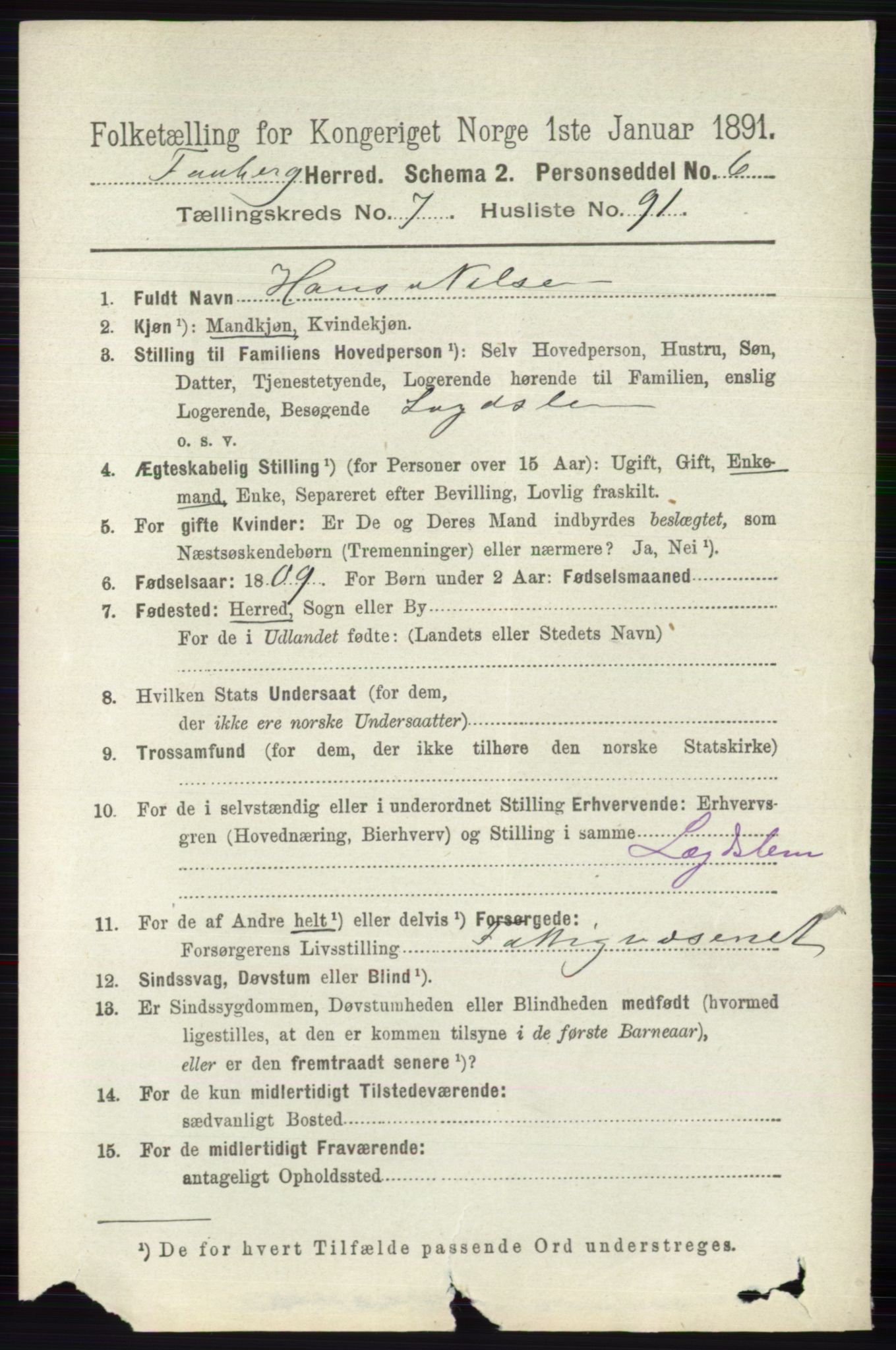 RA, 1891 census for 0524 Fåberg, 1891, p. 3319