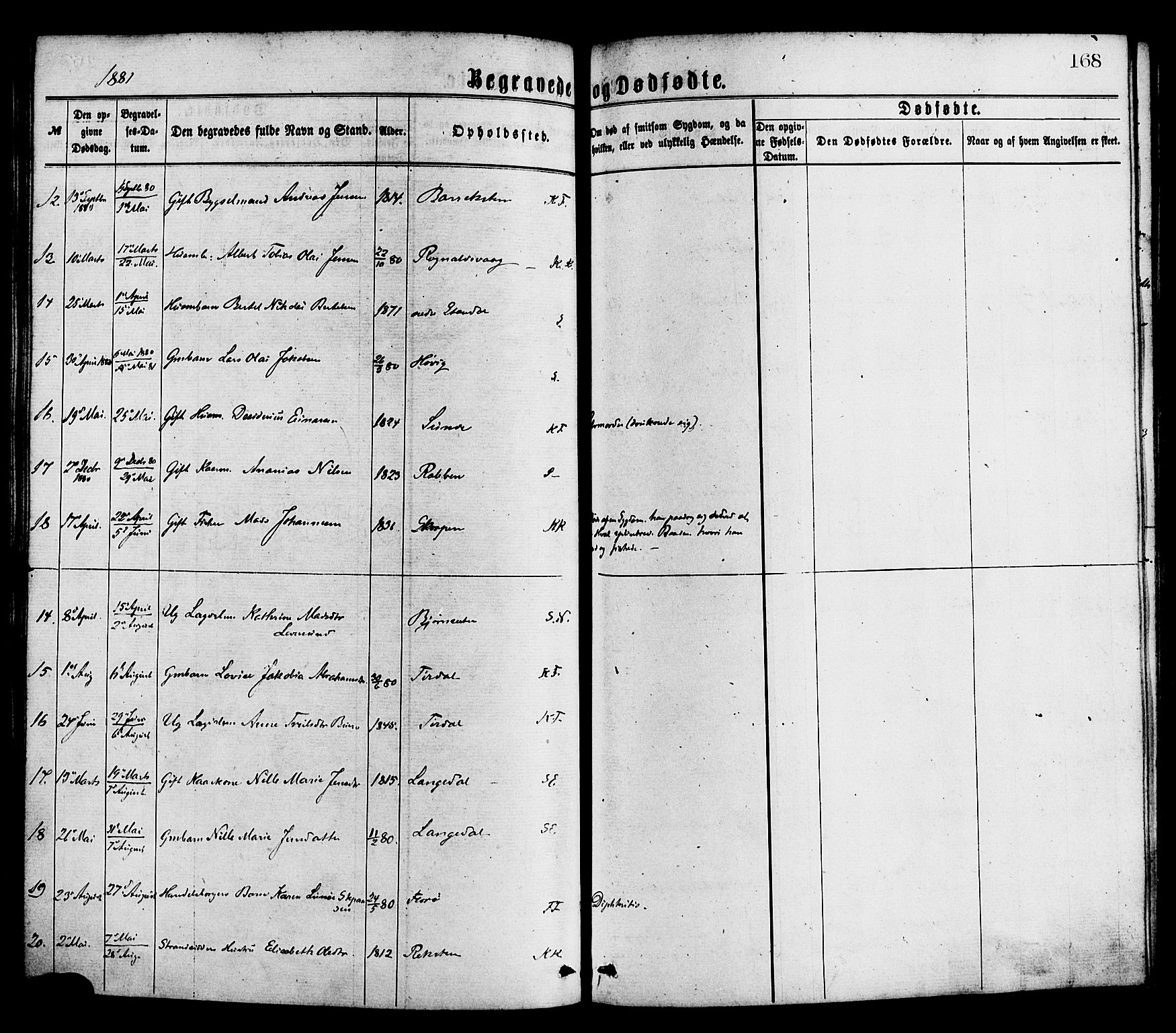 Kinn sokneprestembete, AV/SAB-A-80801/H/Haa/Haaa/L0013: Parish register (official) no. A 13, 1870-1885, p. 168