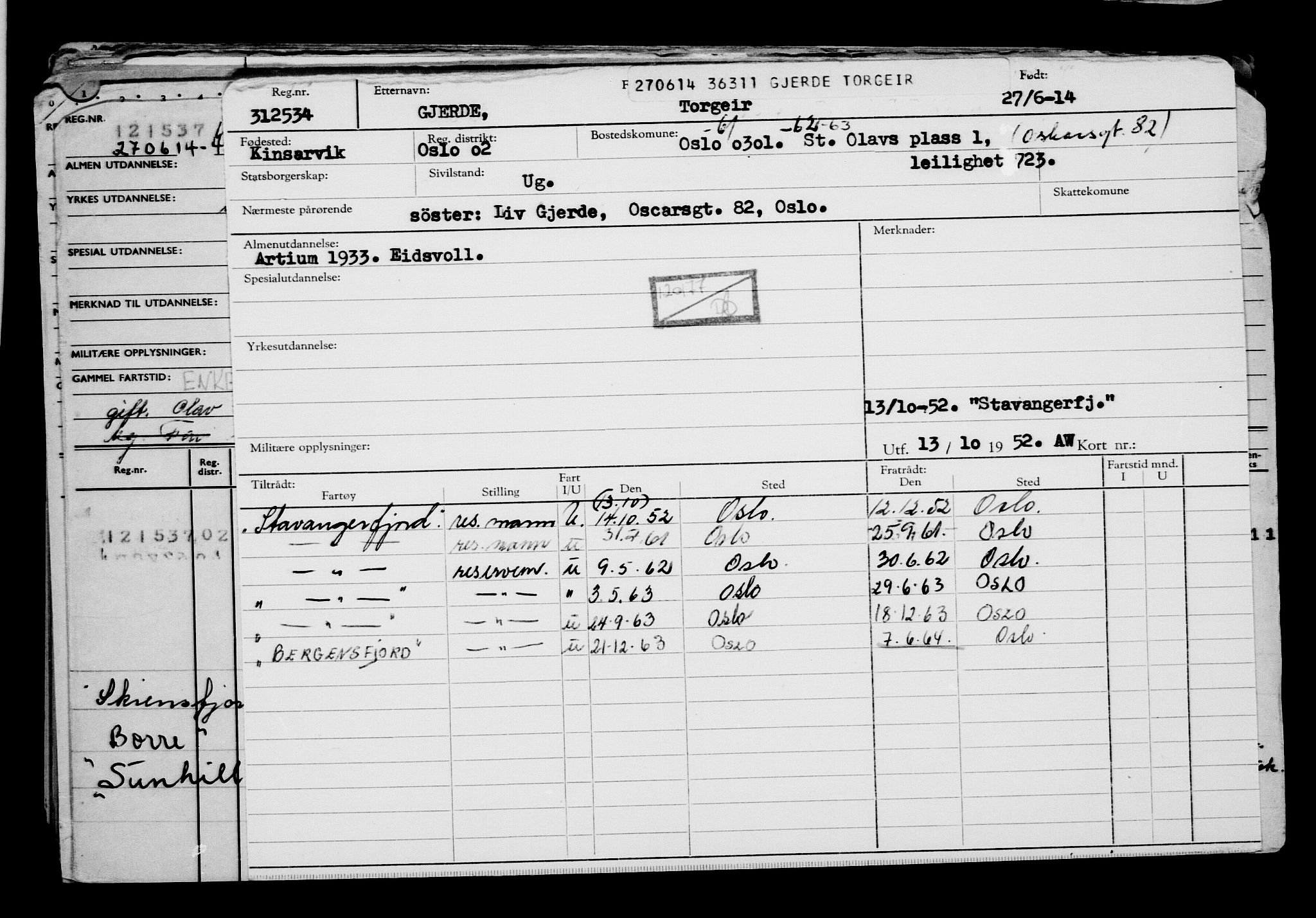 Direktoratet for sjømenn, AV/RA-S-3545/G/Gb/L0122: Hovedkort, 1914, p. 133