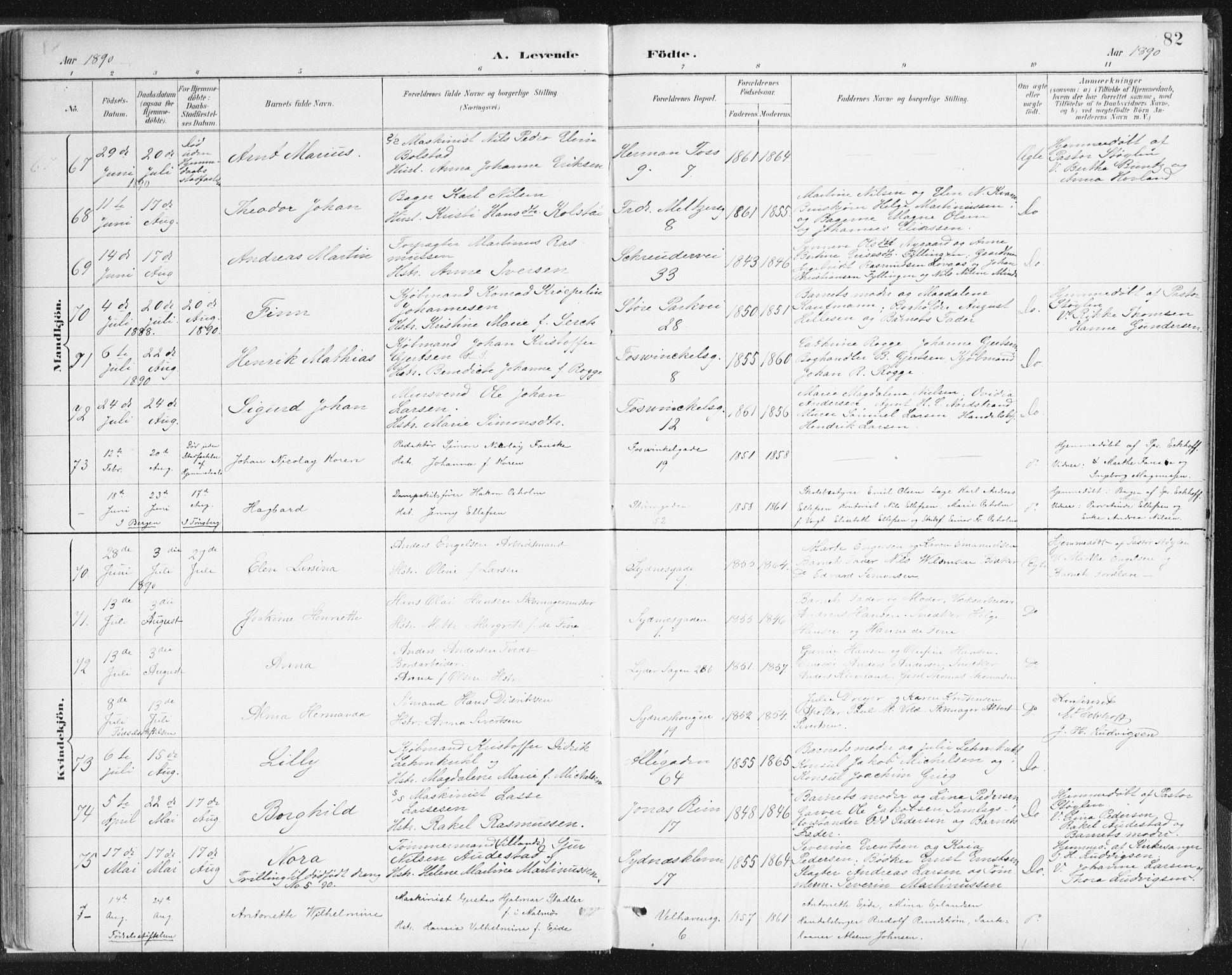 Johanneskirken sokneprestembete, AV/SAB-A-76001/H/Haa/L0001: Parish register (official) no. A 1, 1885-1900, p. 82