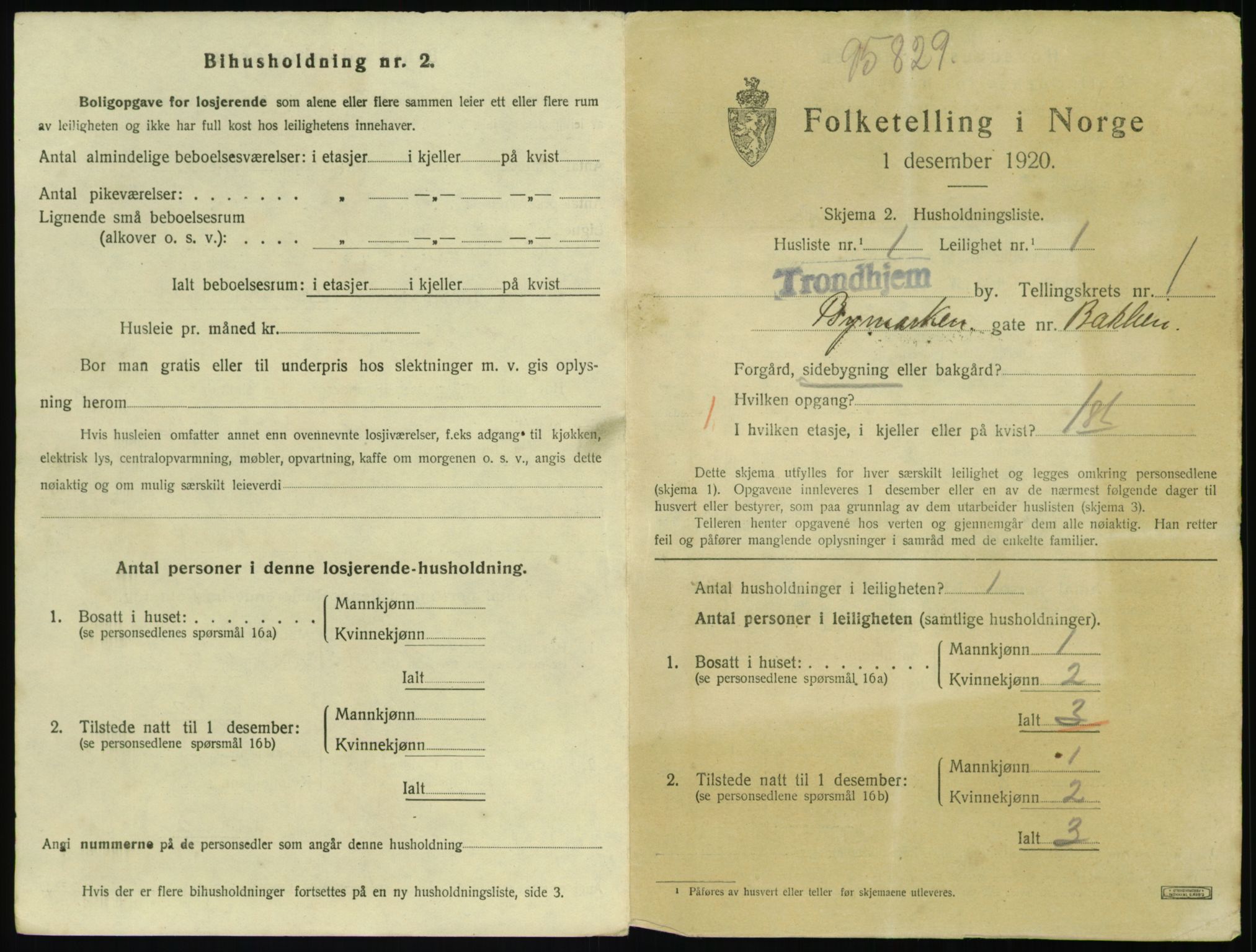 SAT, 1920 census for Trondheim, 1920, p. 8544