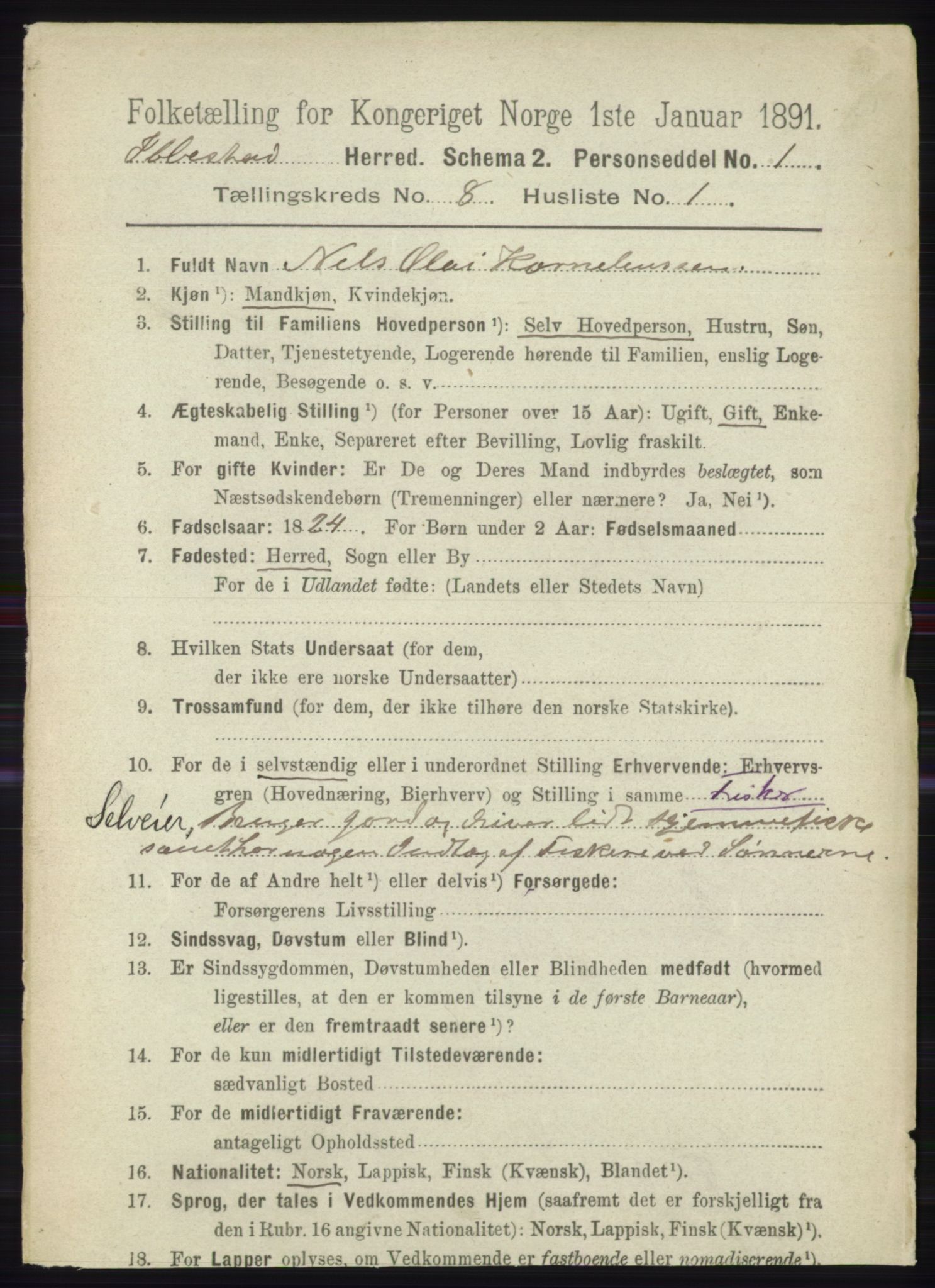 RA, 1891 census for 1917 Ibestad, 1891, p. 5239