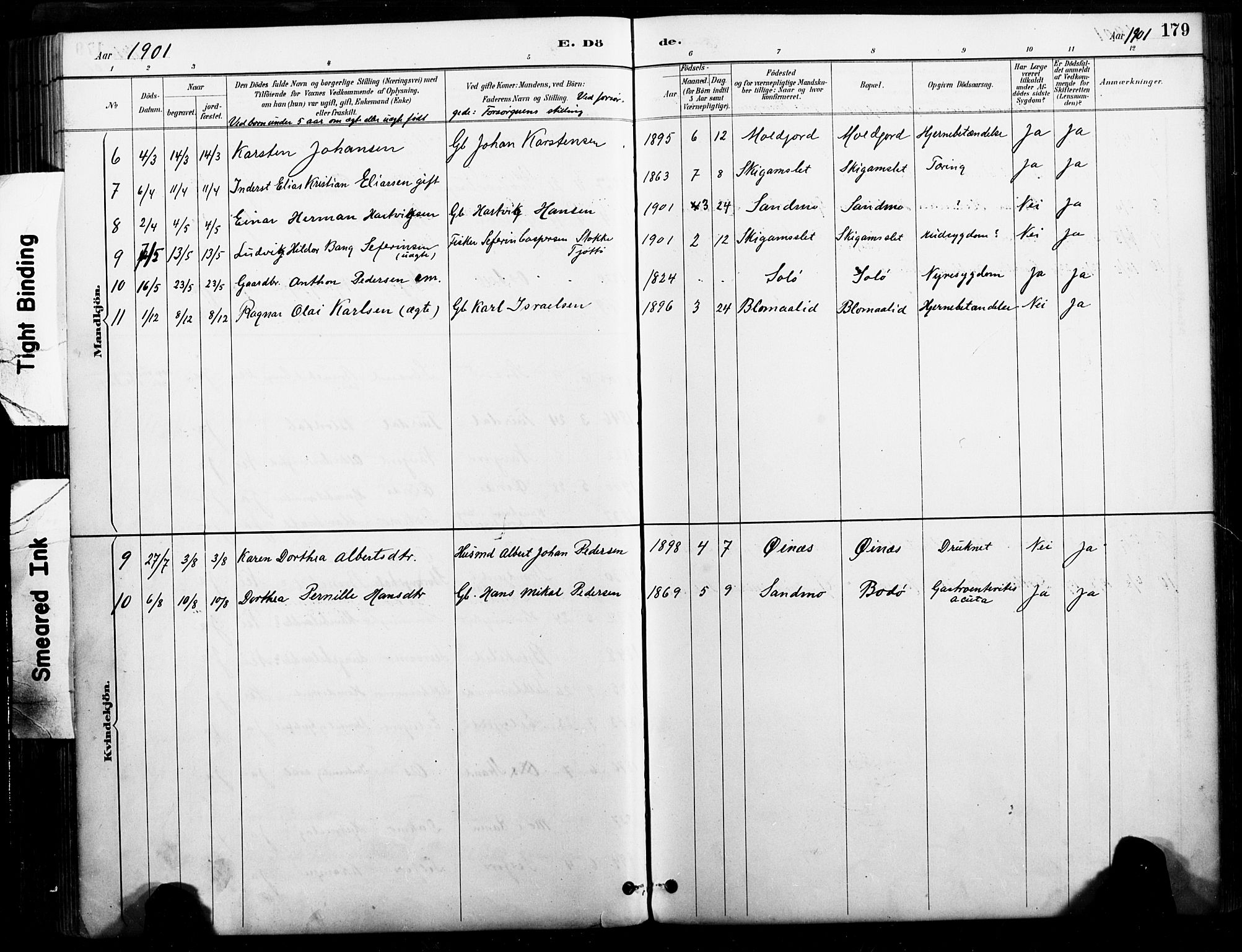 Ministerialprotokoller, klokkerbøker og fødselsregistre - Nordland, AV/SAT-A-1459/846/L0646: Parish register (official) no. 846A04, 1887-1901, p. 179