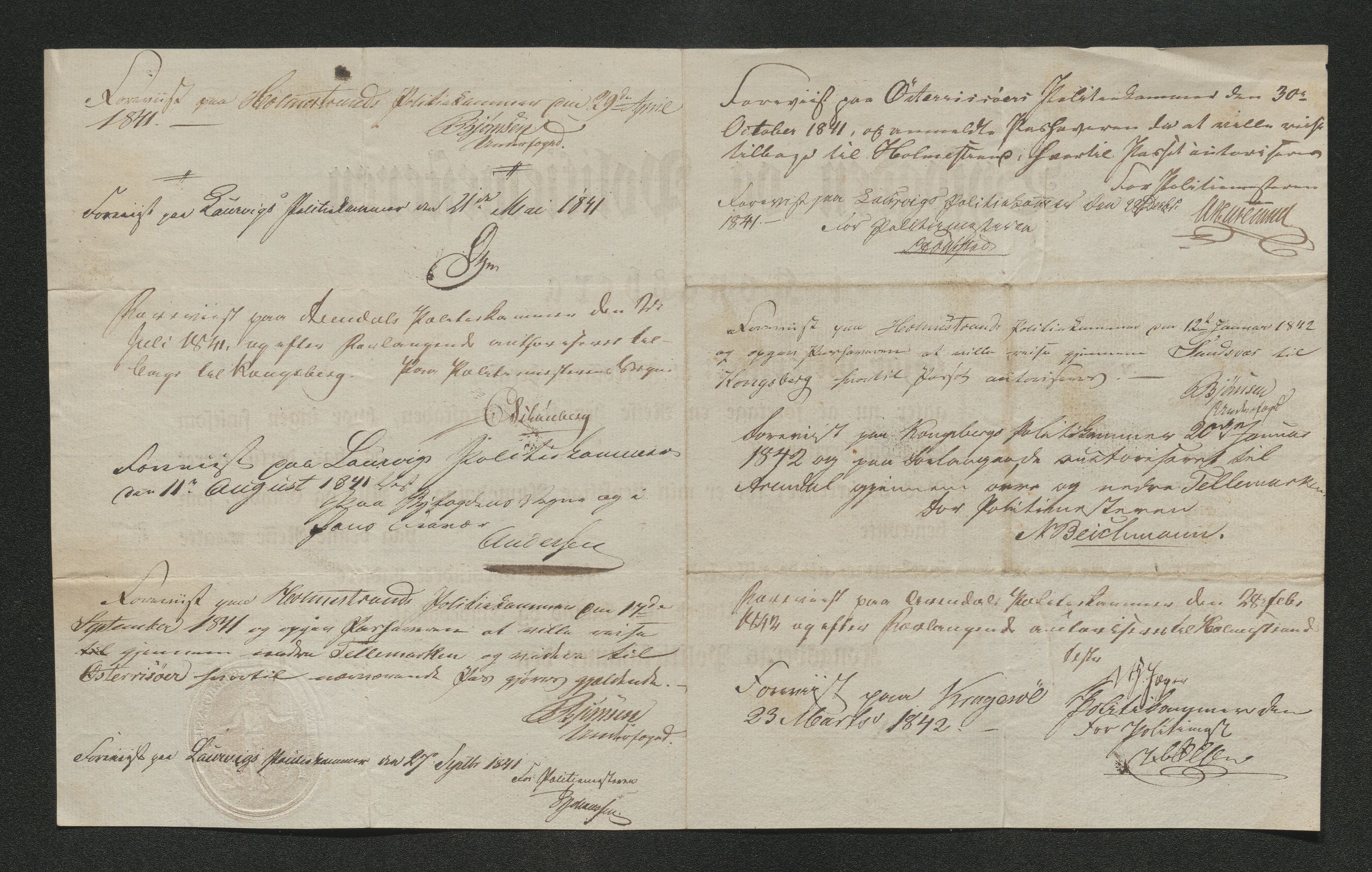 Drammen politikammer, AV/SAKO-A-623/I/Ia/Iab/L0006: Innleverte pass, 1841-1842, p. 456