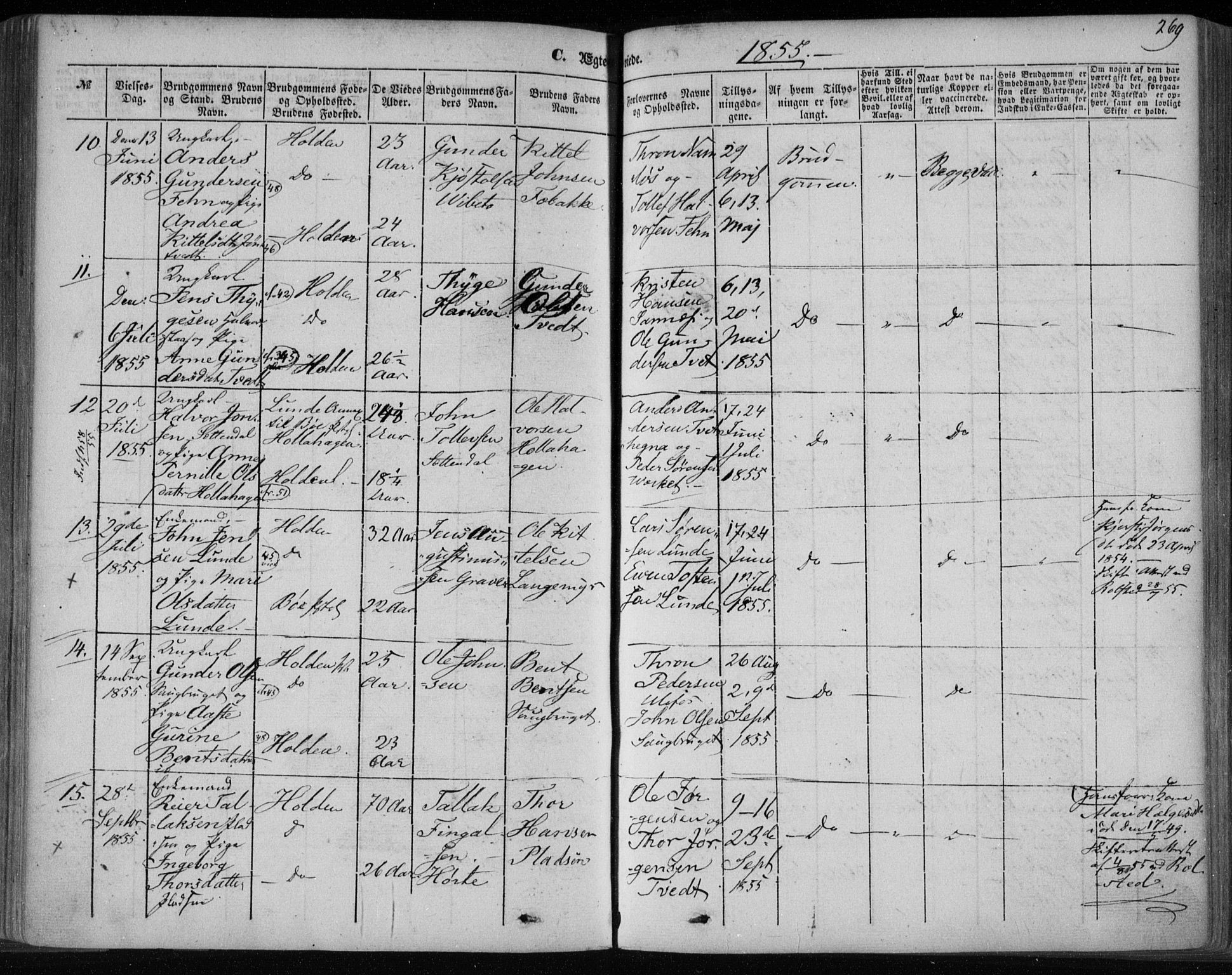 Holla kirkebøker, AV/SAKO-A-272/F/Fa/L0005: Parish register (official) no. 5, 1849-1860, p. 269