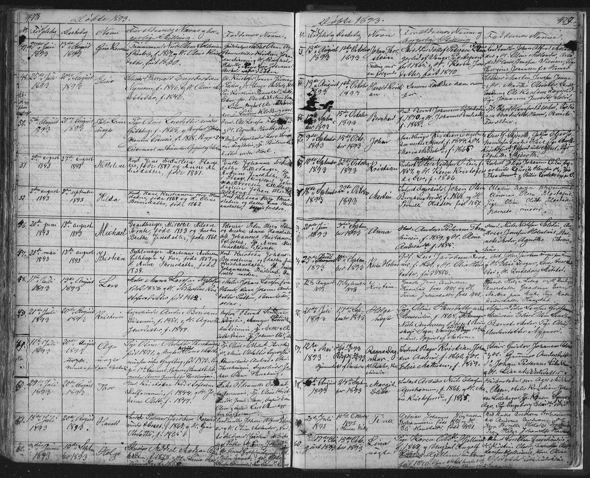 Vang prestekontor, Hedmark, SAH/PREST-008/H/Ha/Hab/L0010A: Parish register (copy) no. 10a, 1854-1896, p. 478-479