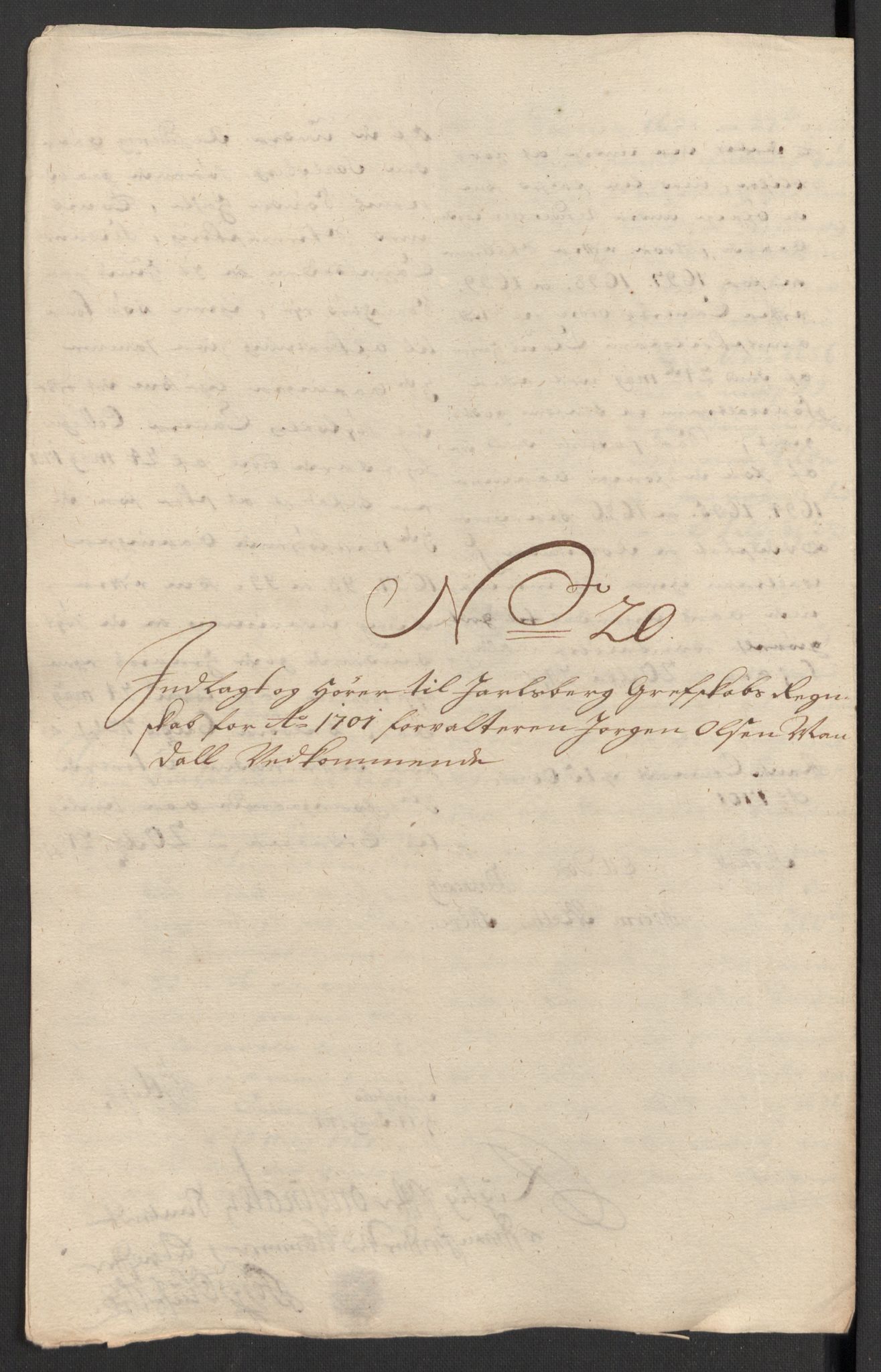 Rentekammeret inntil 1814, Reviderte regnskaper, Fogderegnskap, AV/RA-EA-4092/R32/L1869: Fogderegnskap Jarlsberg grevskap, 1700-1701, p. 412