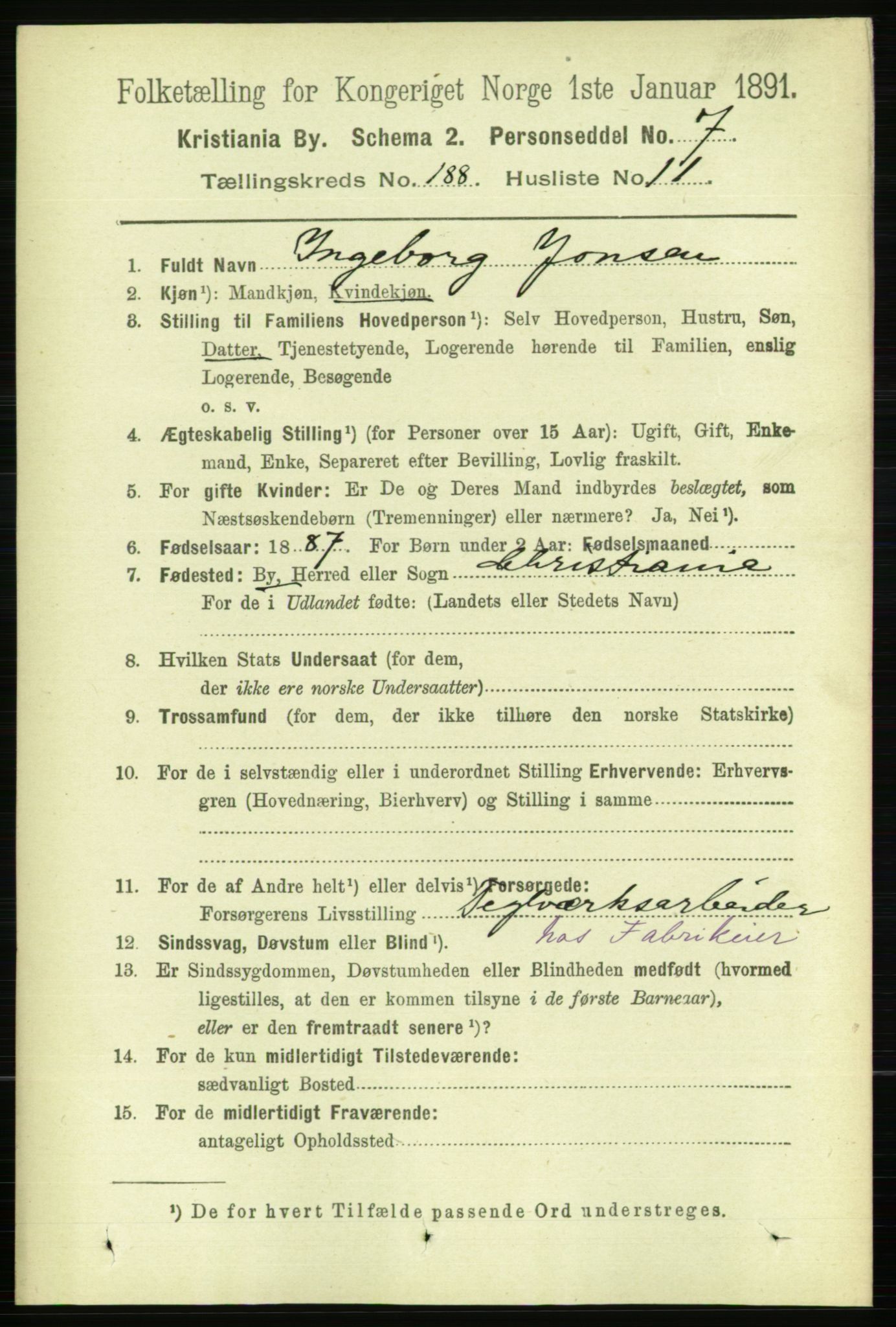 RA, 1891 census for 0301 Kristiania, 1891, p. 112769