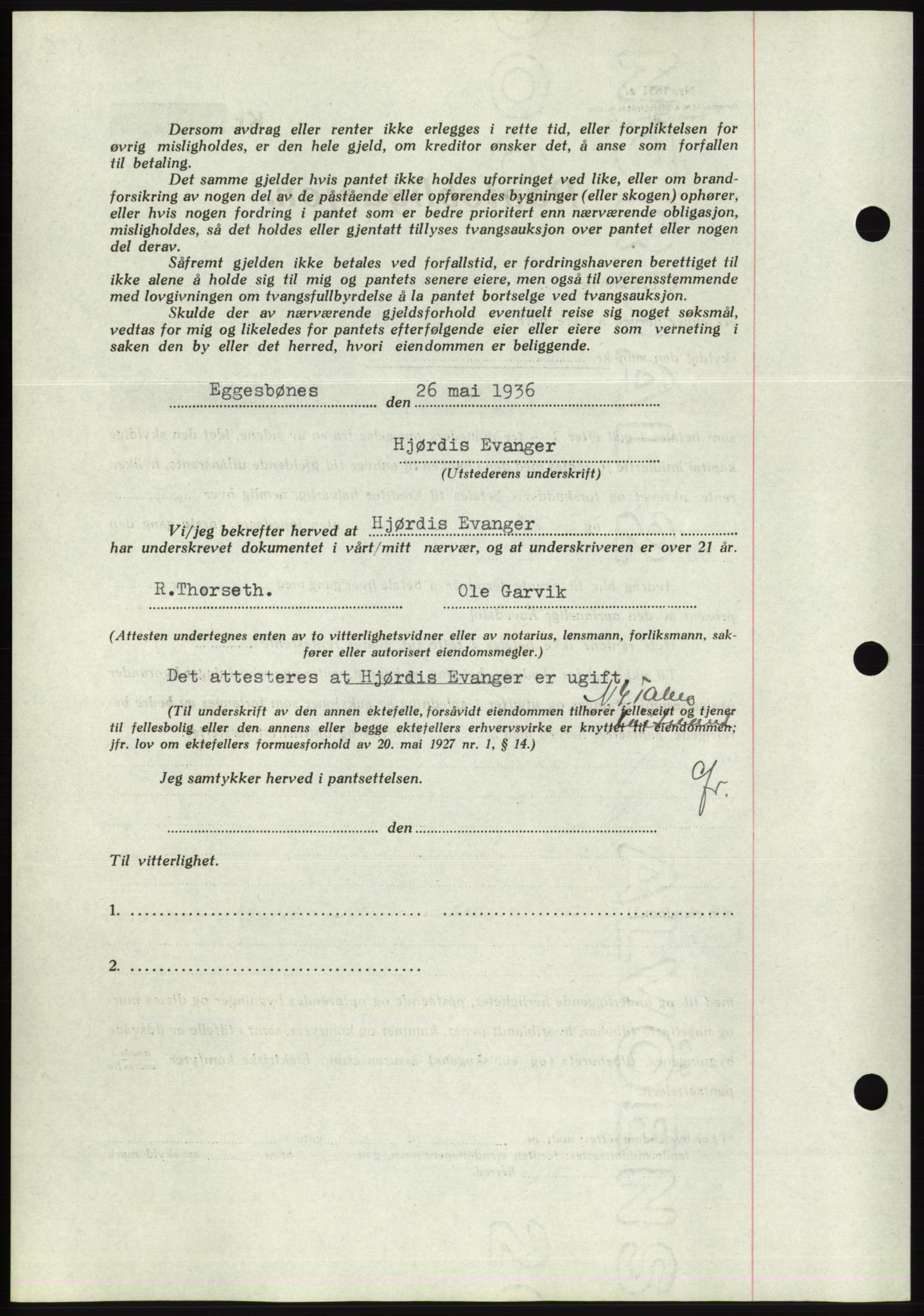 Søre Sunnmøre sorenskriveri, AV/SAT-A-4122/1/2/2C/L0061: Mortgage book no. 55, 1936-1936, Diary no: : 1017/1936