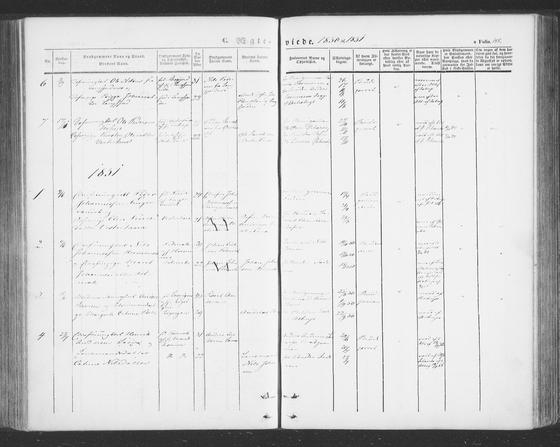 Tana sokneprestkontor, SATØ/S-1334/H/Ha/L0001kirke: Parish register (official) no. 1, 1846-1861, p. 188