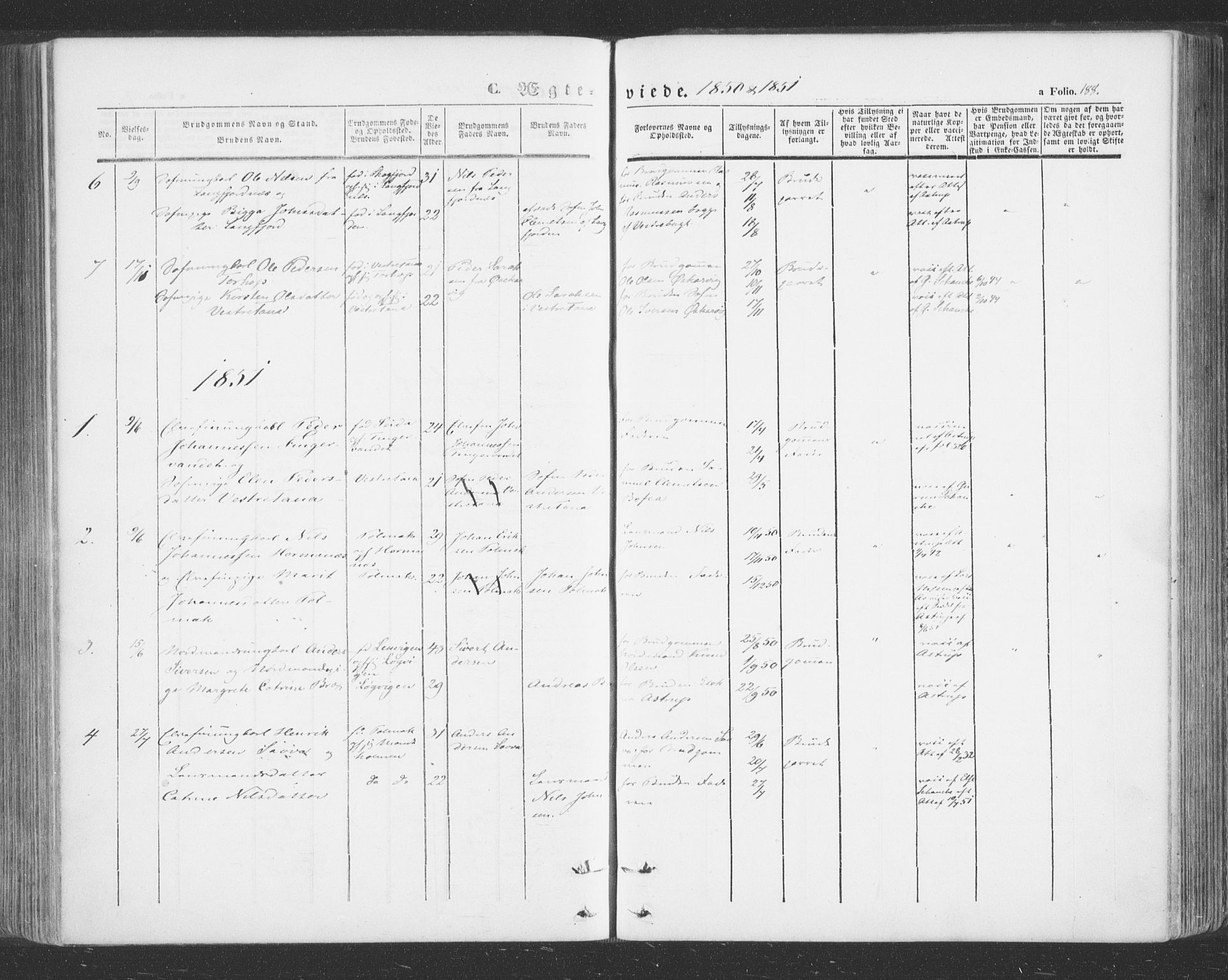 Tana sokneprestkontor, AV/SATØ-S-1334/H/Ha/L0001kirke: Parish register (official) no. 1, 1846-1861, p. 188