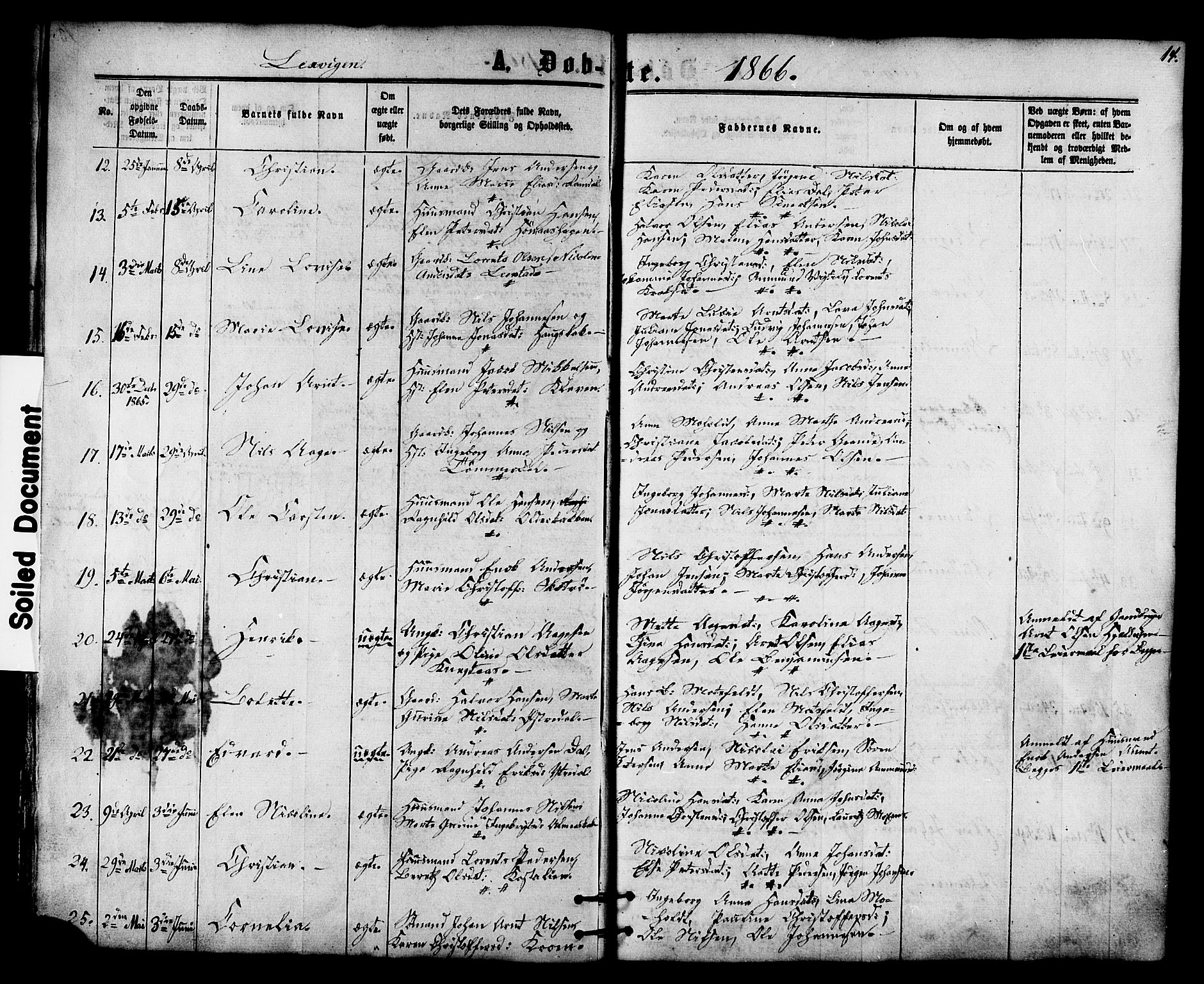 Ministerialprotokoller, klokkerbøker og fødselsregistre - Nord-Trøndelag, SAT/A-1458/701/L0009: Parish register (official) no. 701A09 /1, 1864-1882, p. 14