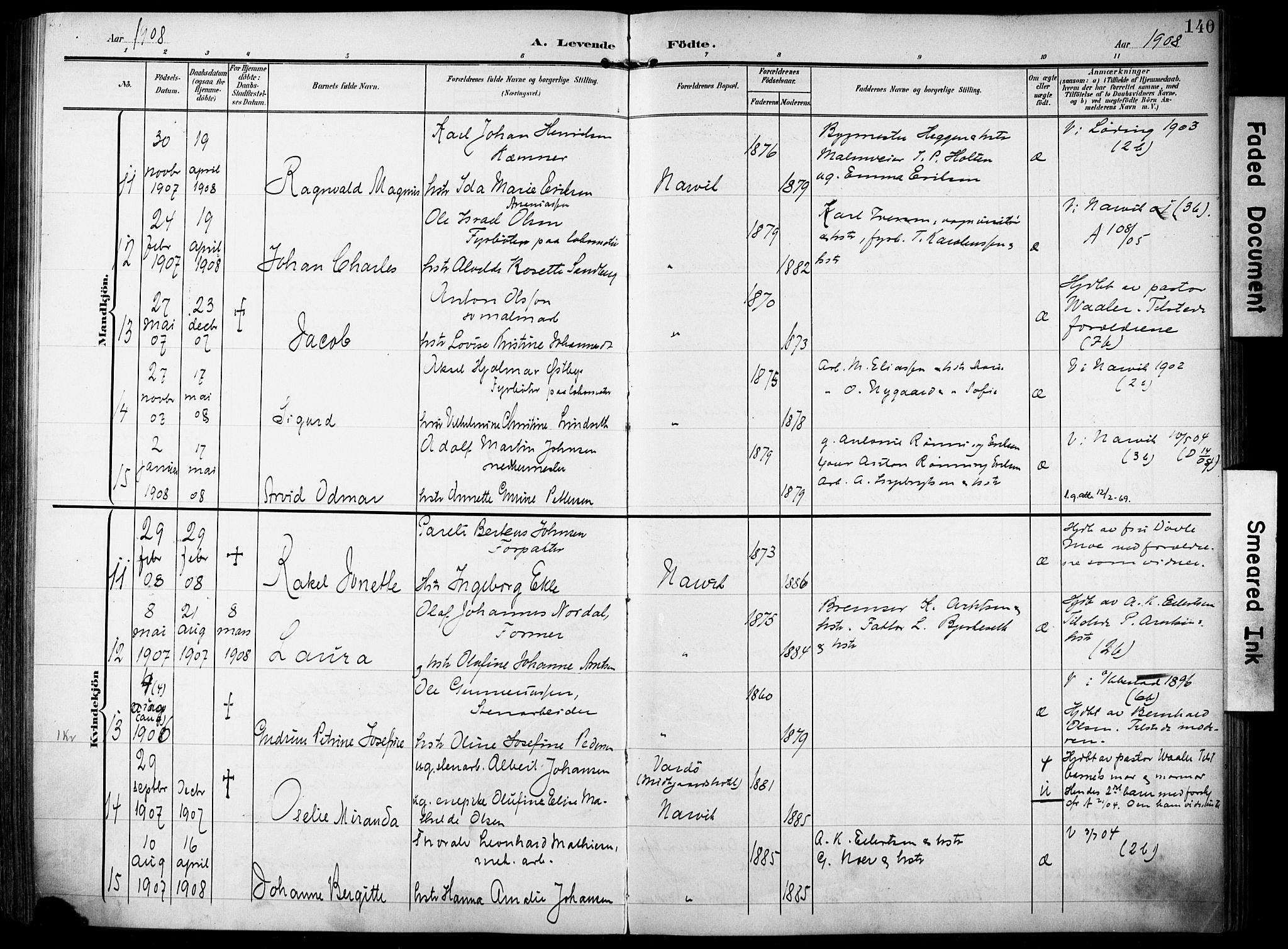 Ministerialprotokoller, klokkerbøker og fødselsregistre - Nordland, SAT/A-1459/871/L0994: Parish register (official) no. 871A10, 1902-1910, p. 140