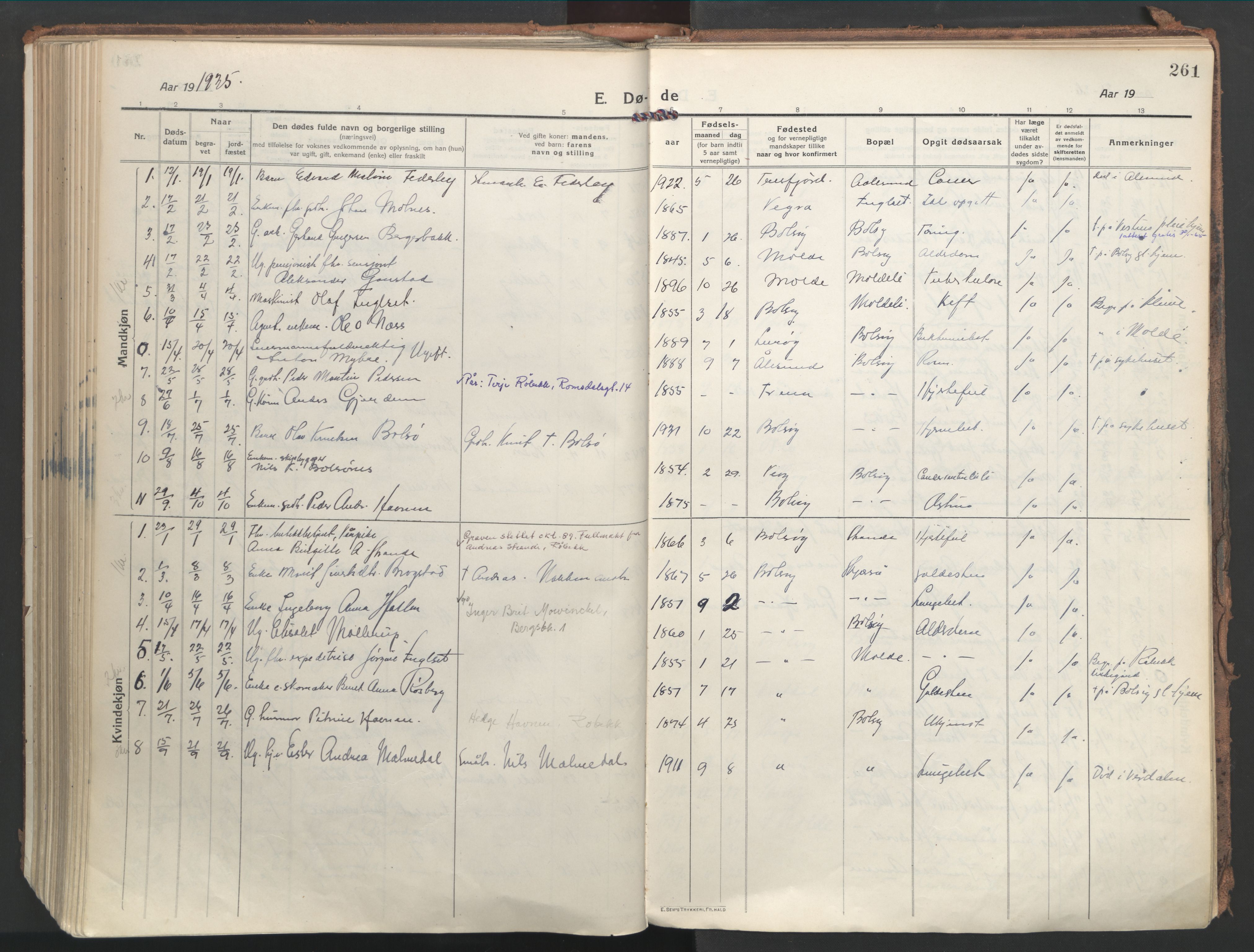 Ministerialprotokoller, klokkerbøker og fødselsregistre - Møre og Romsdal, AV/SAT-A-1454/555/L0659: Parish register (official) no. 555A10, 1917-1971, p. 261